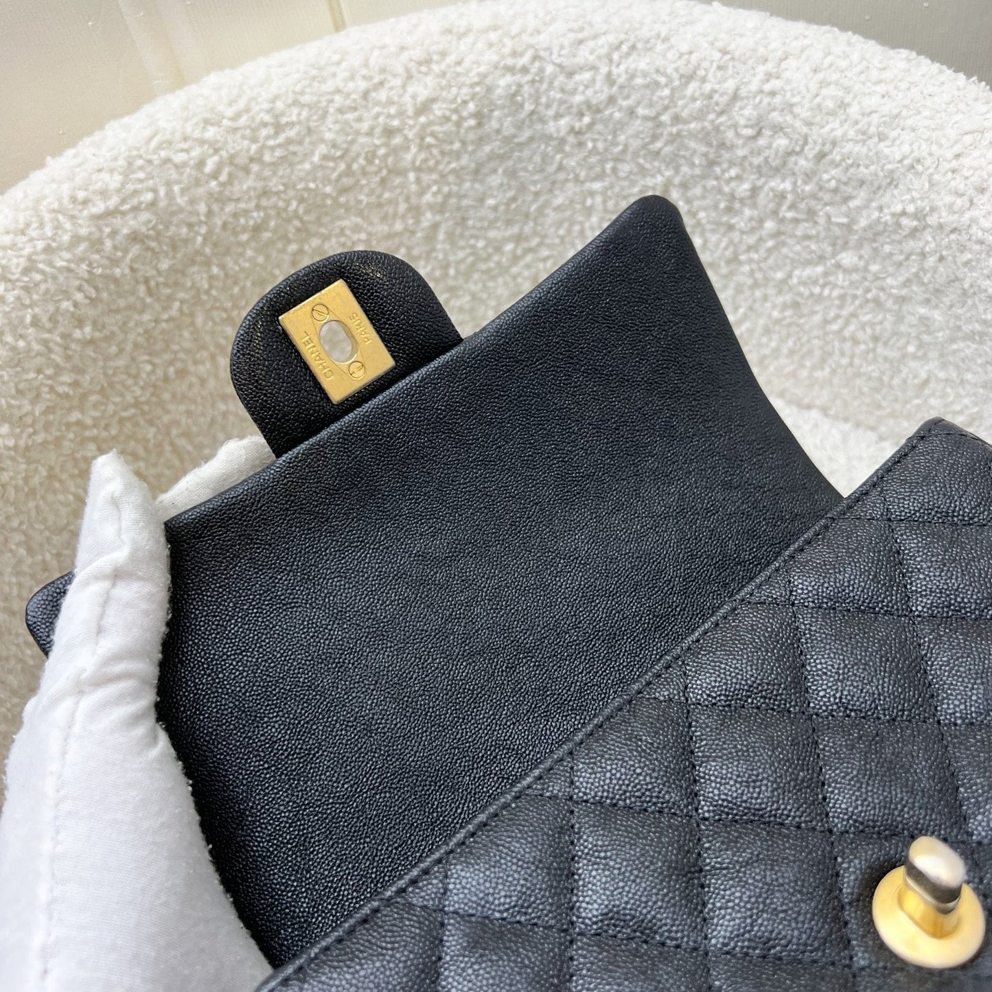 GLM-Top Handle Mini Rectangle Flap in 21S Black Caviar and AGHW