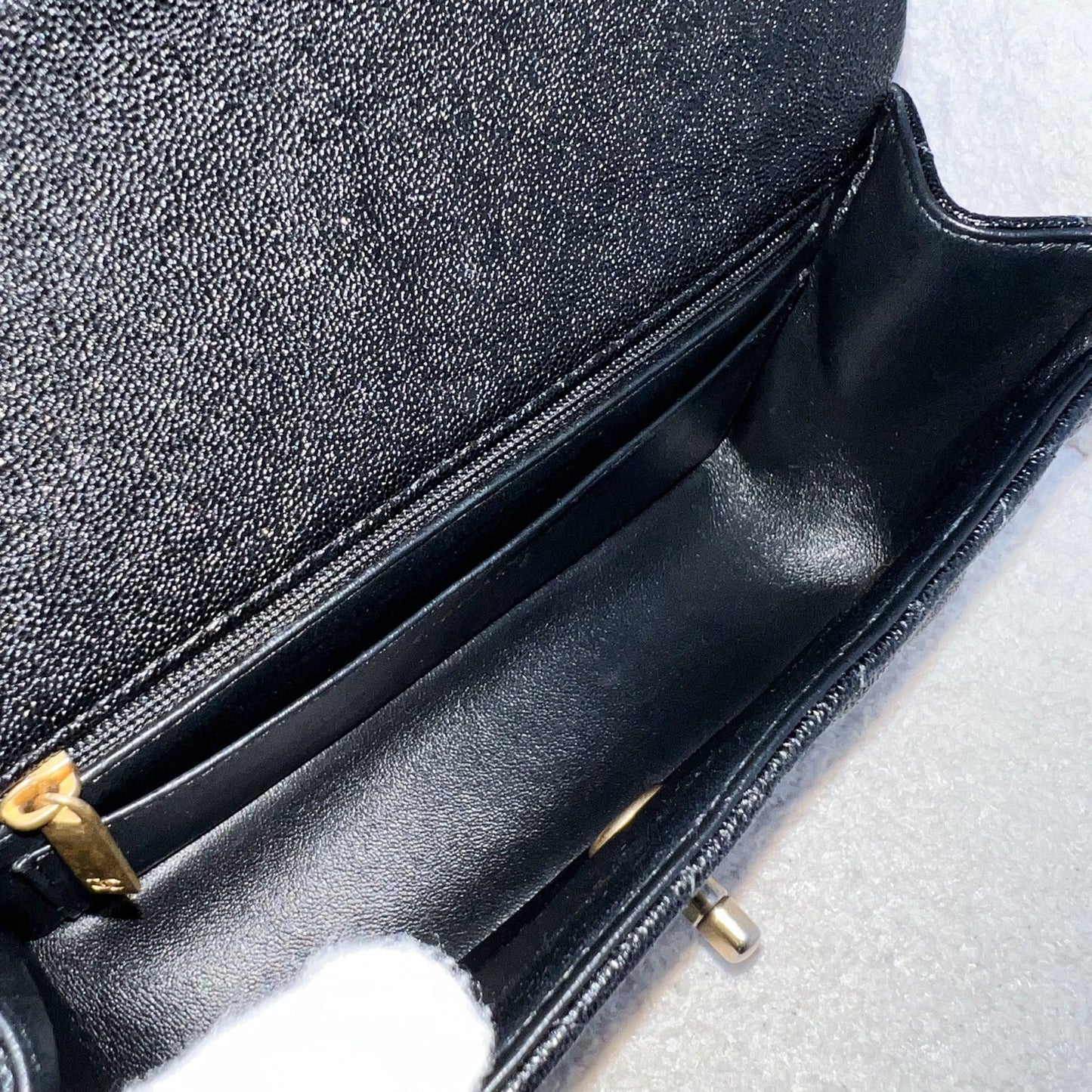GLM-Top Handle Mini Rectangle Flap in 21S Black Caviar and AGHW