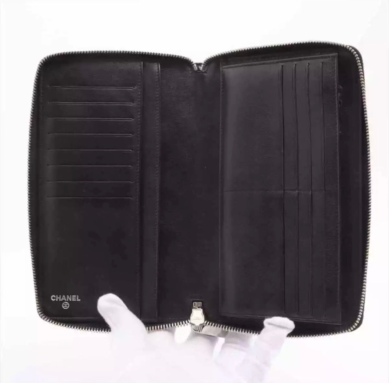 GLM-Matelasse Quilted Patent Leather GLM- Zip Around Wallet Organizer