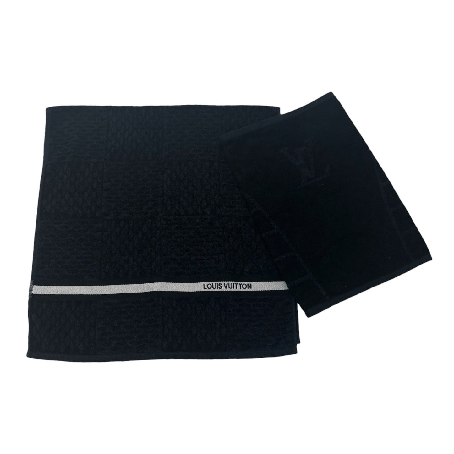 Men's Set Damier Graphite Drawstring Bag & 2 Towel Black