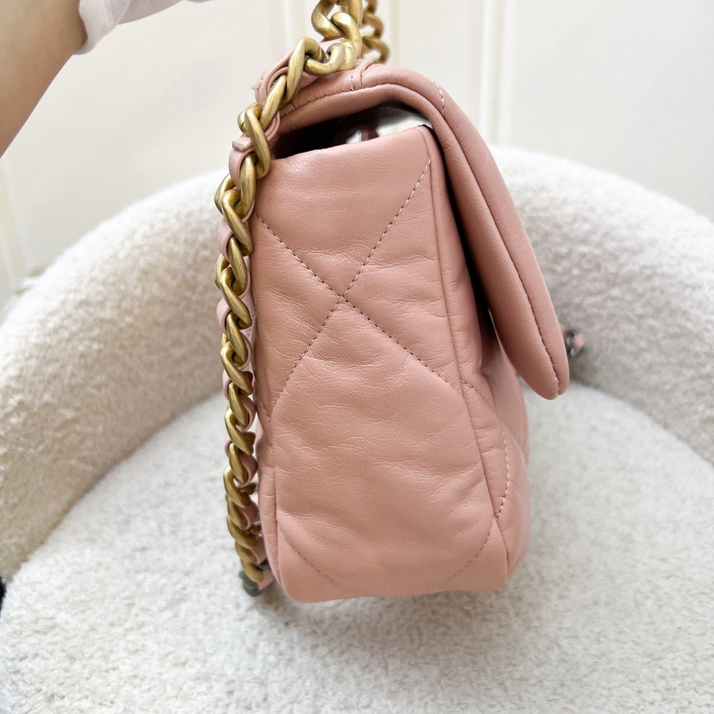 GLM-19 Small Flap in Light Pink Goatskin and 3-tone HW