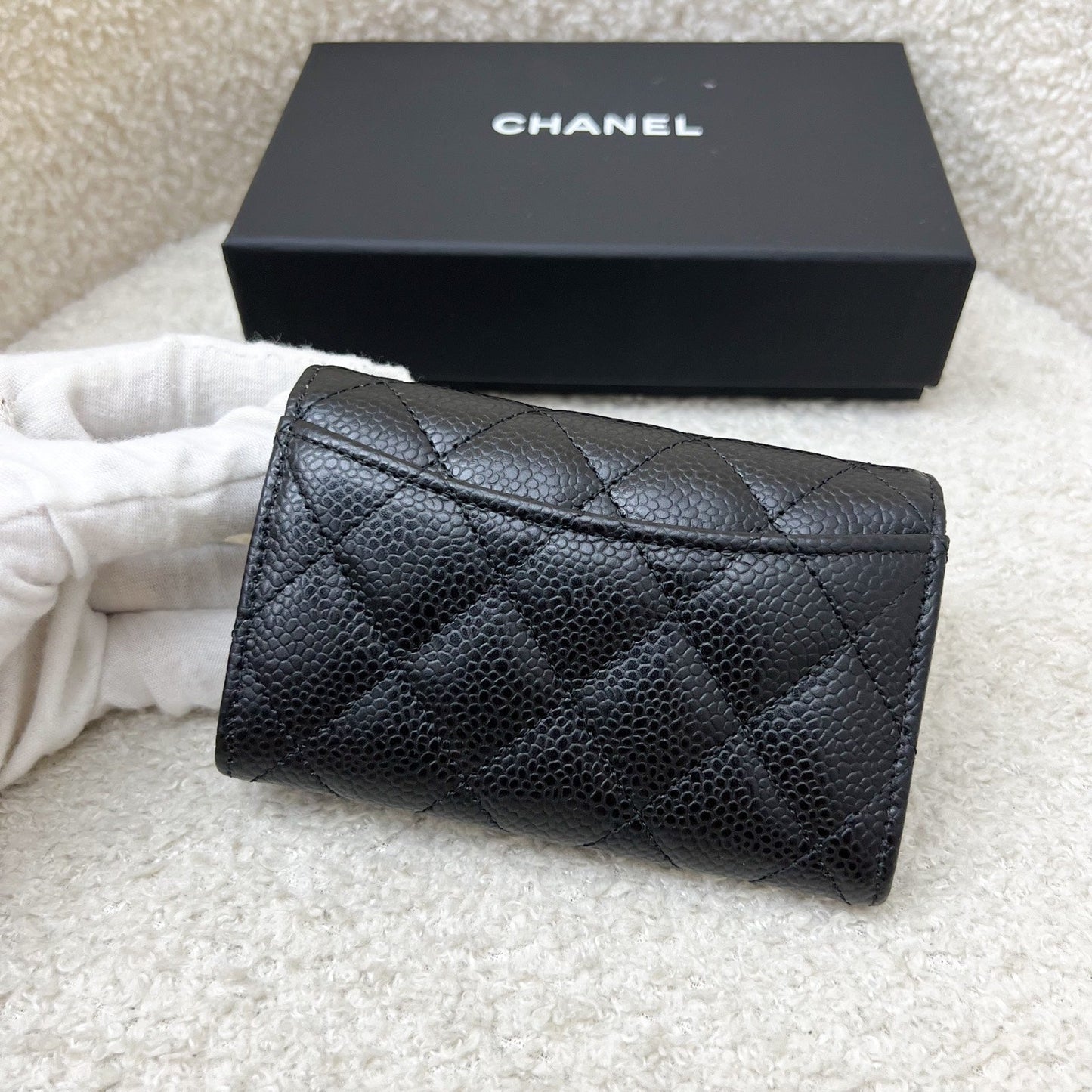 GLM-Classic Snap Card Holder in Black Caviar and GHW