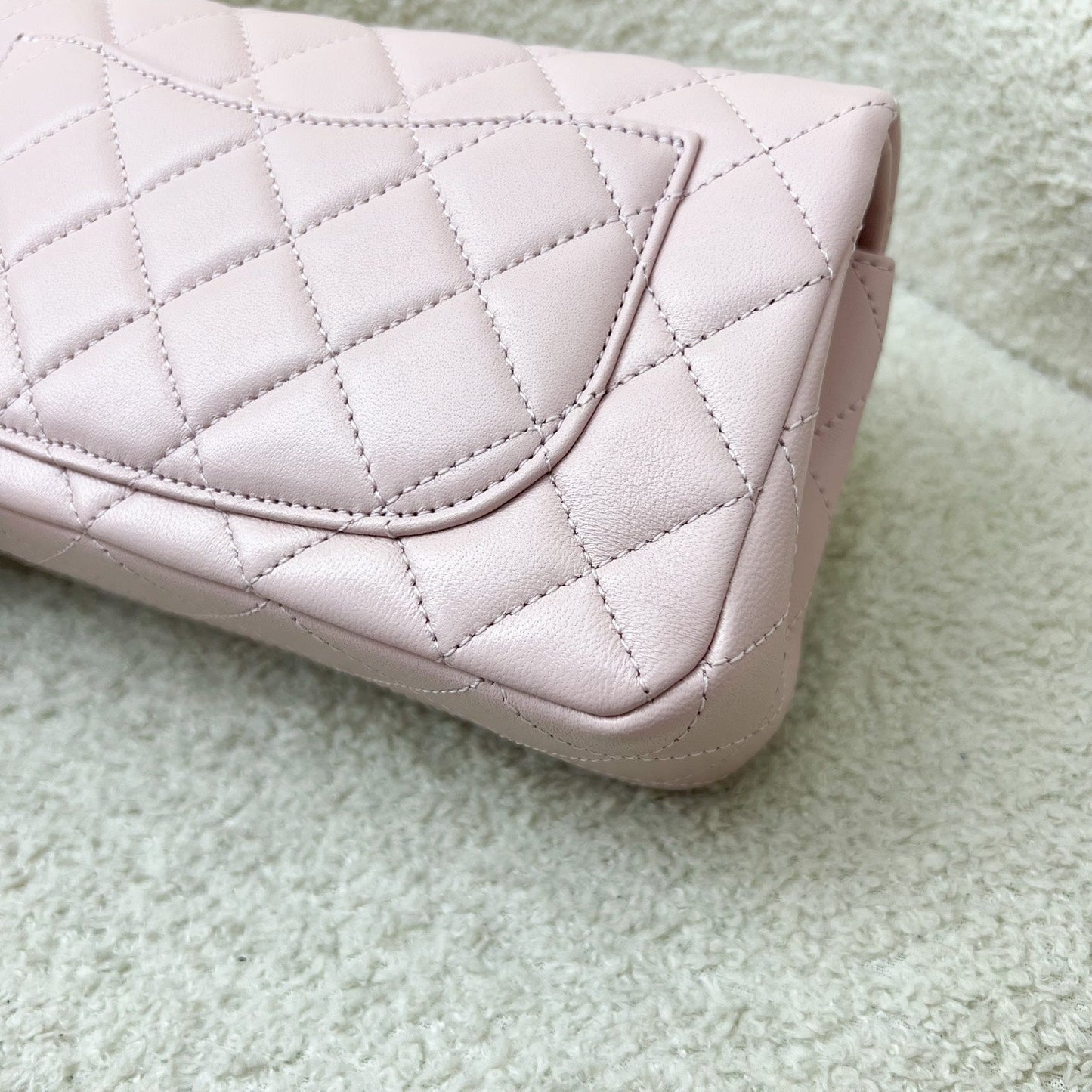 GLM-Pearl Crush Mini Rectangle Flap in 24K Sakura Pink Stiff Lambskin and AGHW (Model: AS1787)
