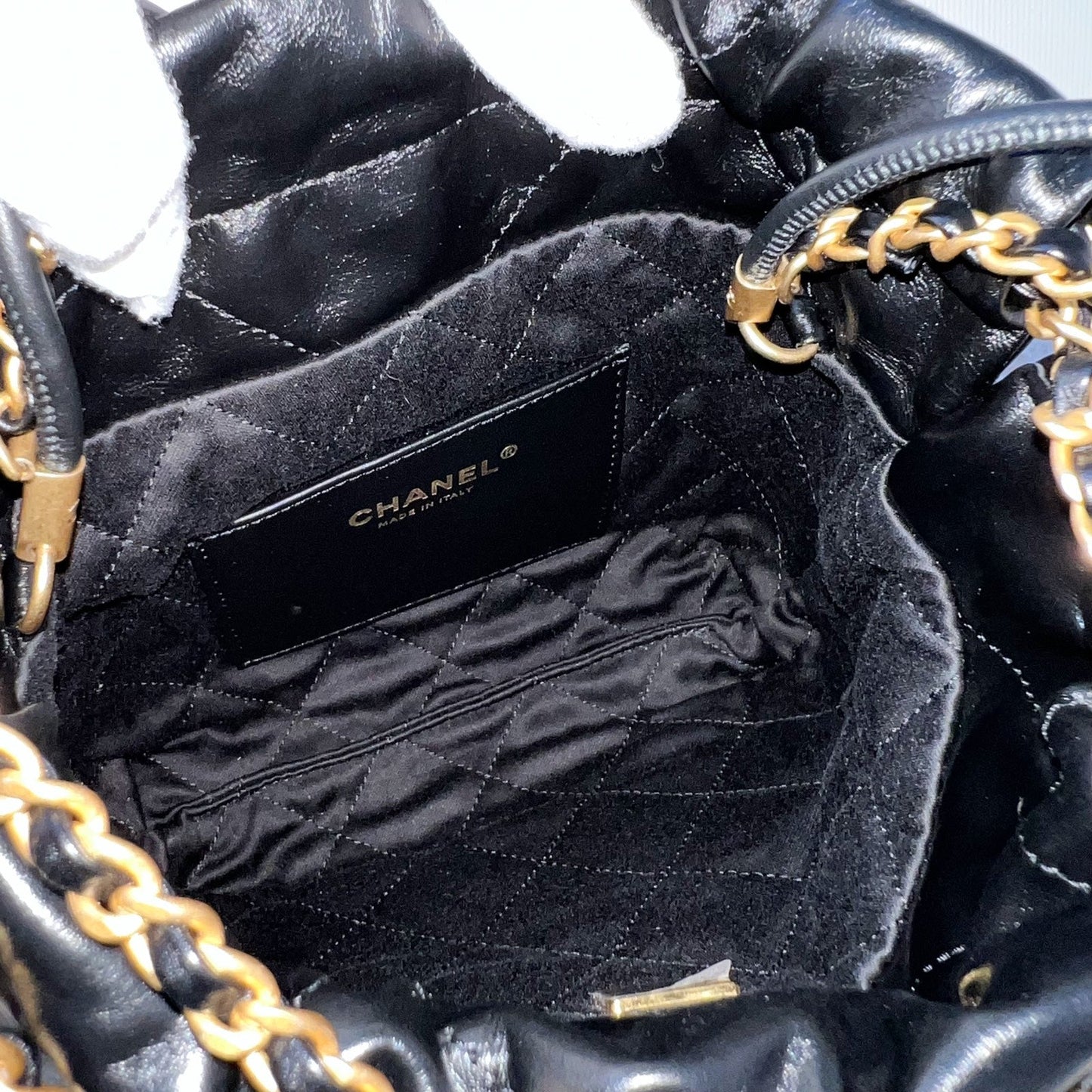 GLM-22 Mini Hobo Handbag in Black Shiny Calfskin and AGHW