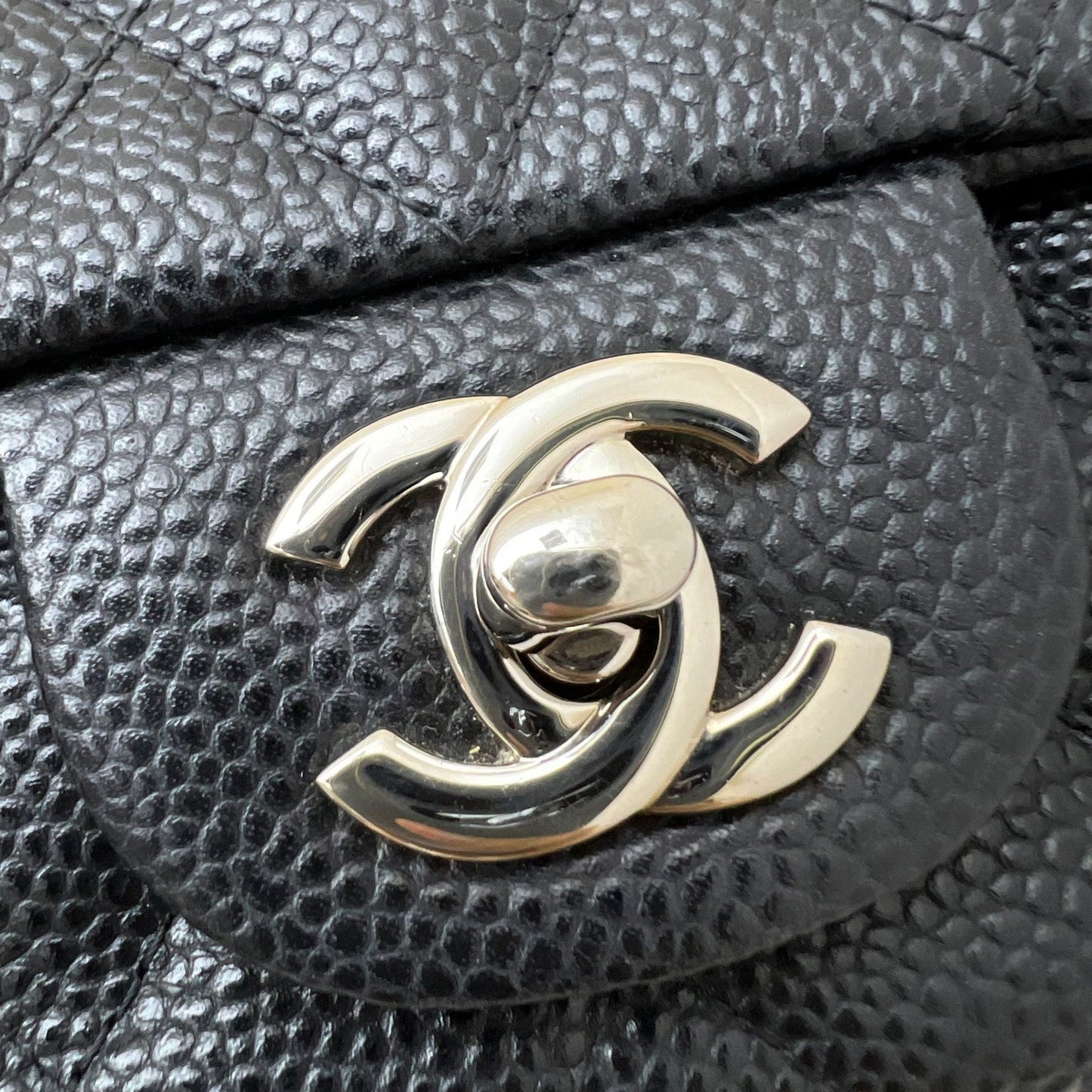 GLM-Classic Square Mini Flap in Black Caviar and SHW