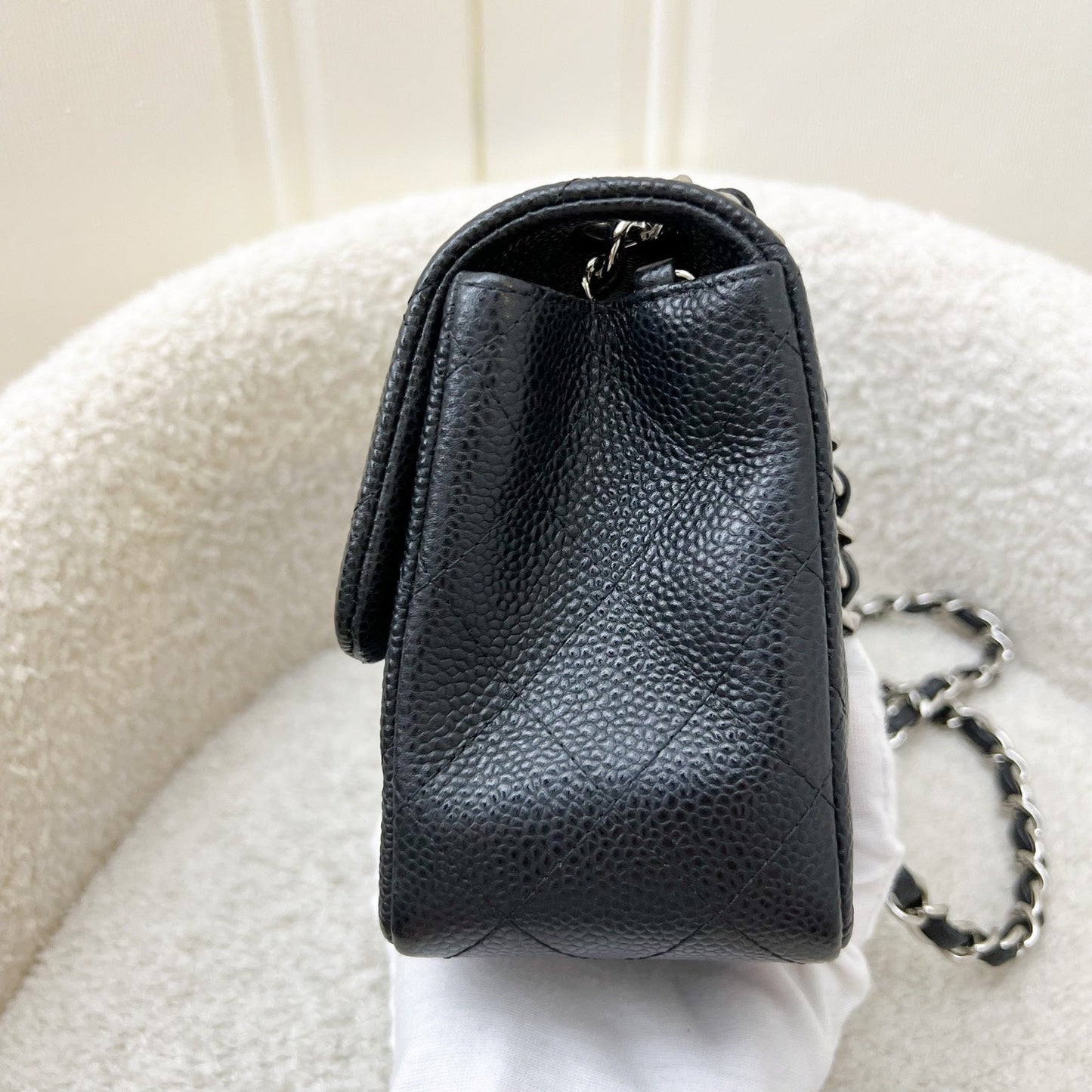 GLM-Classic Square Mini Flap in Black Caviar and SHW