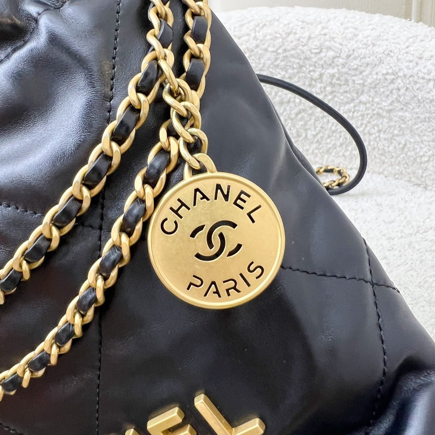 GLM-22 Mini Hobo Handbag in Black Shiny Calfskin and AGHW