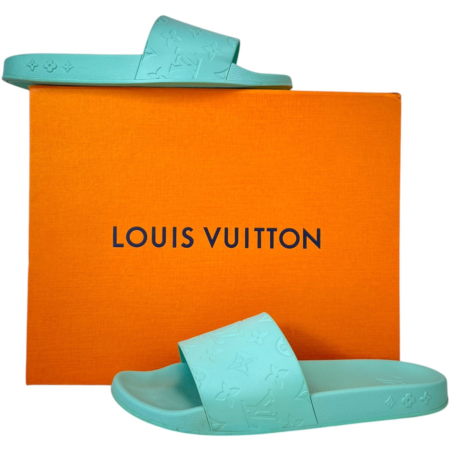 Men's Lv Monogram Slides Green Size EU 43 / UK 9