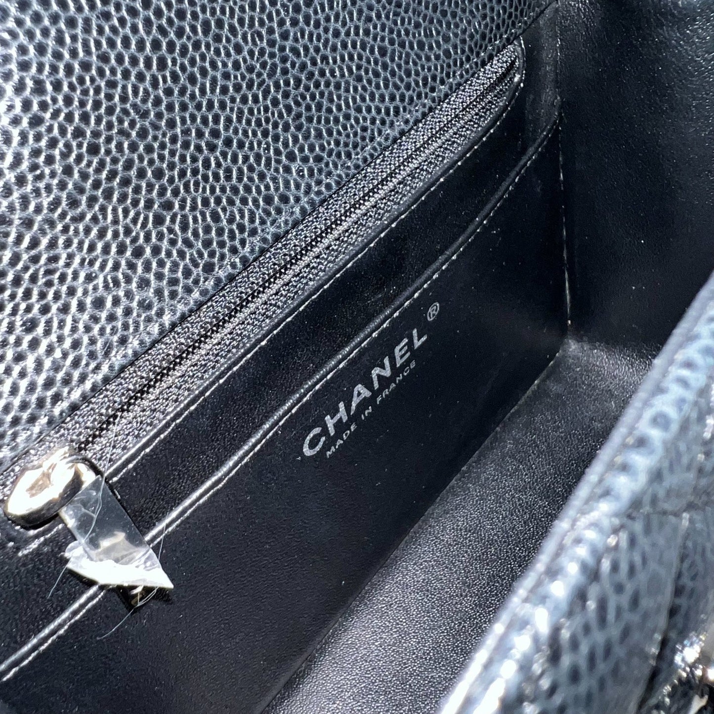 GLM-Classic Square Mini Flap in Black Caviar and SHW