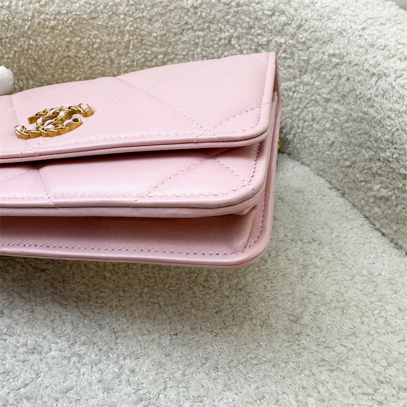 GLM-19 Wallet on Chain WOC in 22B Pink Lambskin and 3-Tone HW (Model: AP0957)
