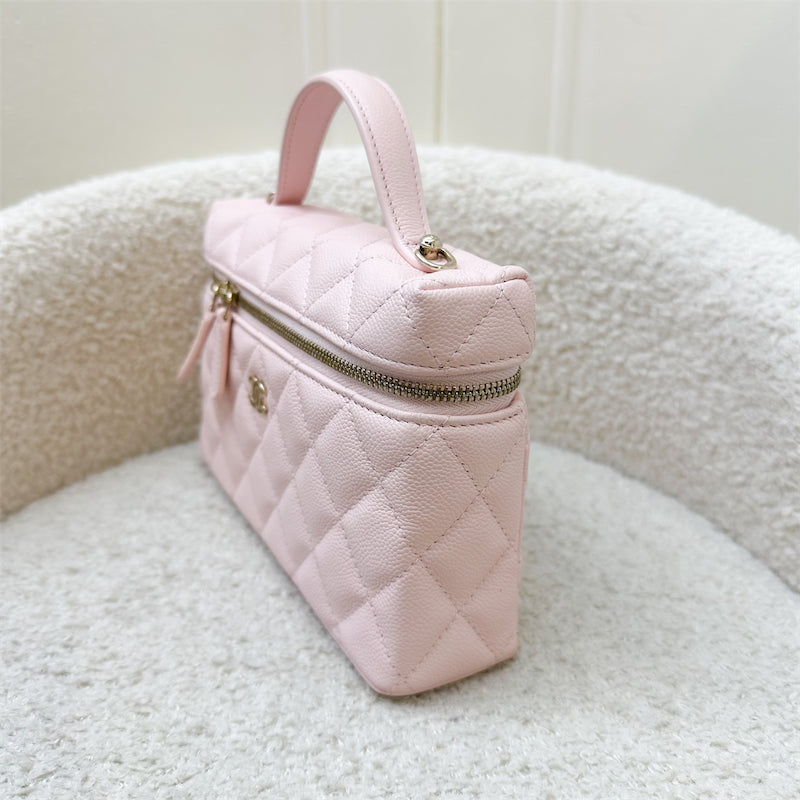 GLM-Vanity / Clutch with Chain (LP Style Bag) in 25S Light Pink Caviar and LGHW (Model: AP4385)