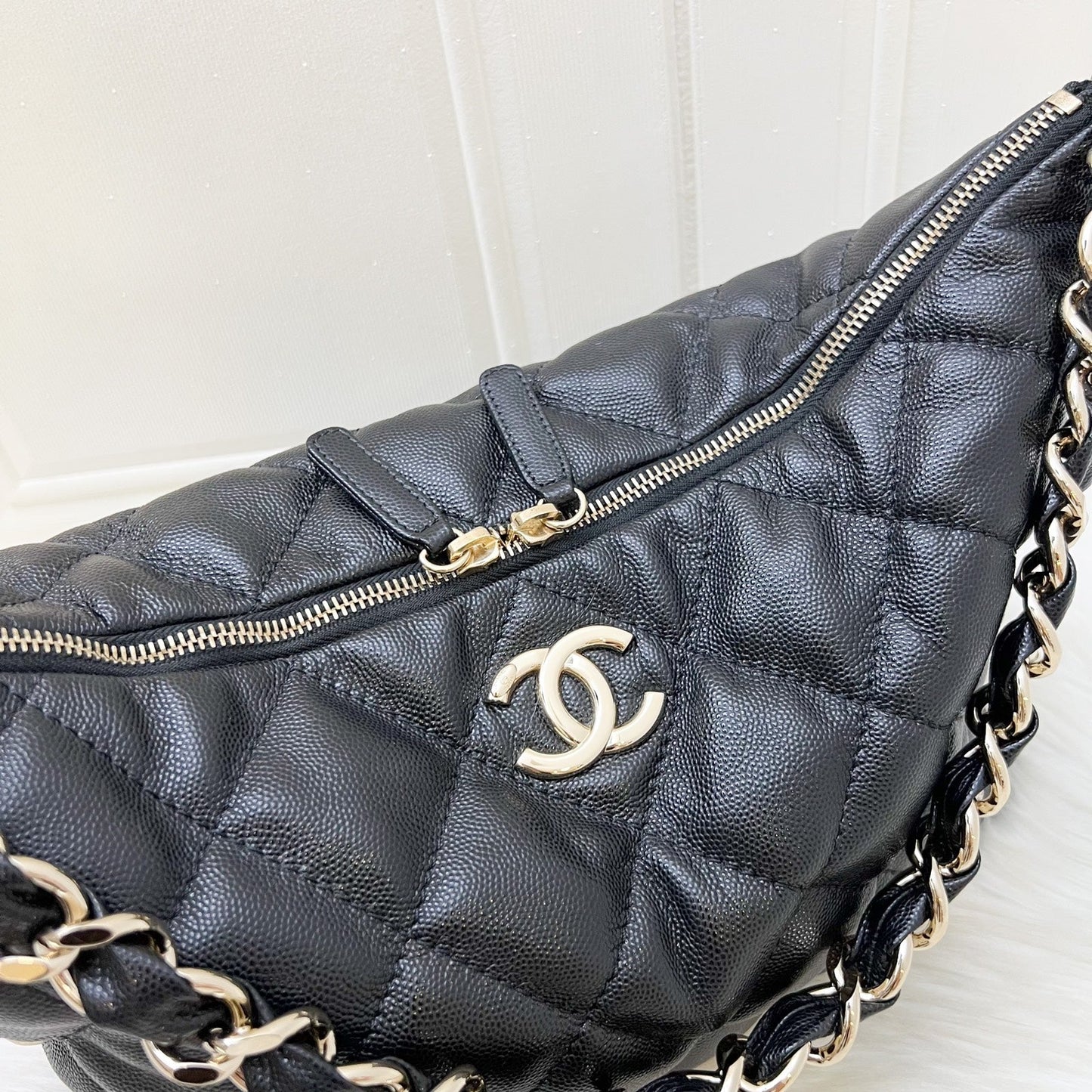 GLM-24P Large Hobo Bag in Black Caviar and LGHW (Model: AS4248)