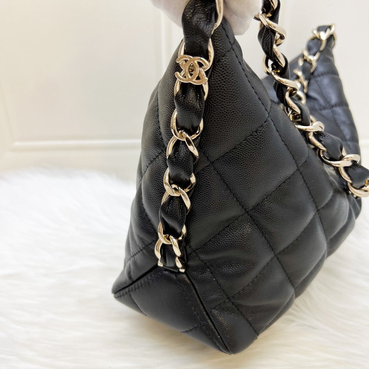 GLM-24P Large Hobo Bag in Black Caviar and LGHW (Model: AS4248)