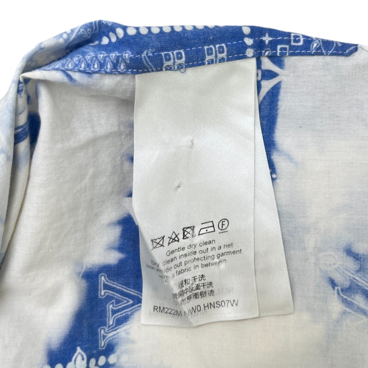 Men's Bandana Monogram Short Sleeve Shirt Blue Size L