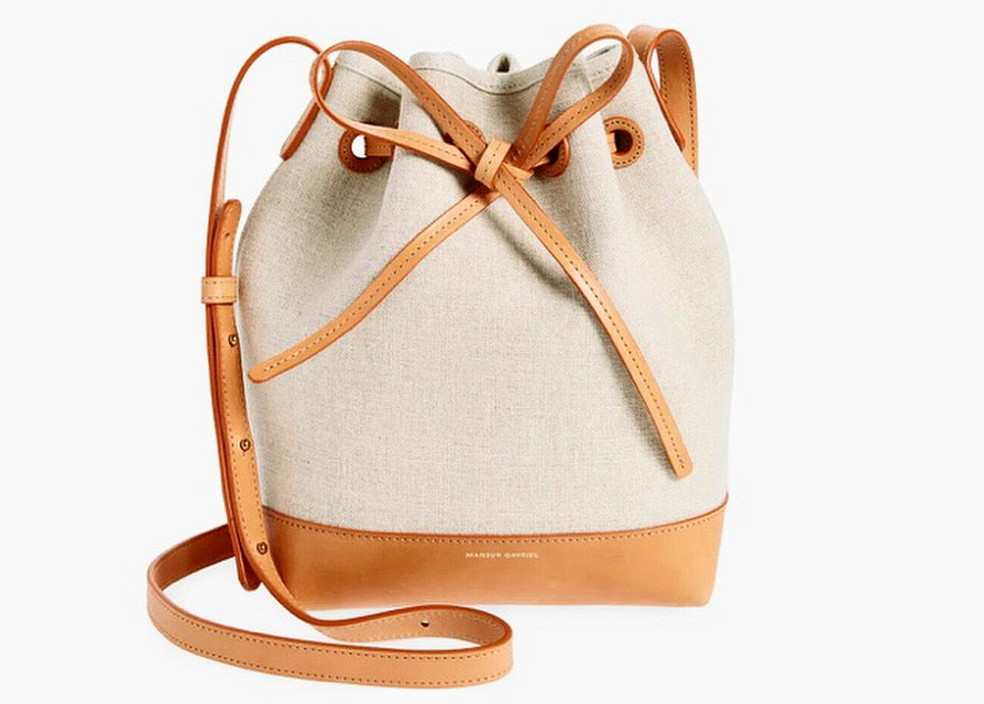 MANSUR GAVRIEL CANVAS CALFSKIN MINI BUCKET BAG