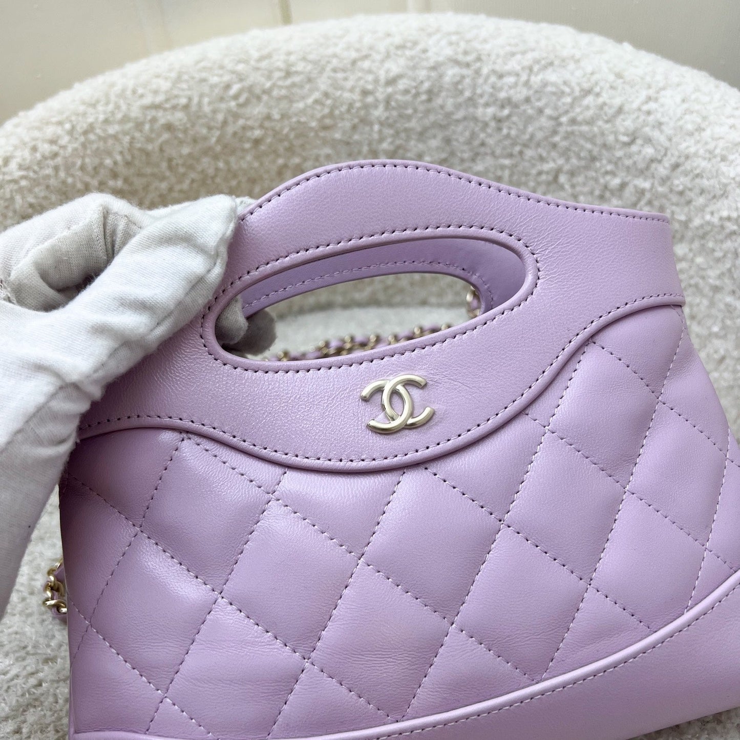 GLM-31 Nano Shopping Bag in Lilac Shiny Calfskin and LGHW (Model: AP3656)
