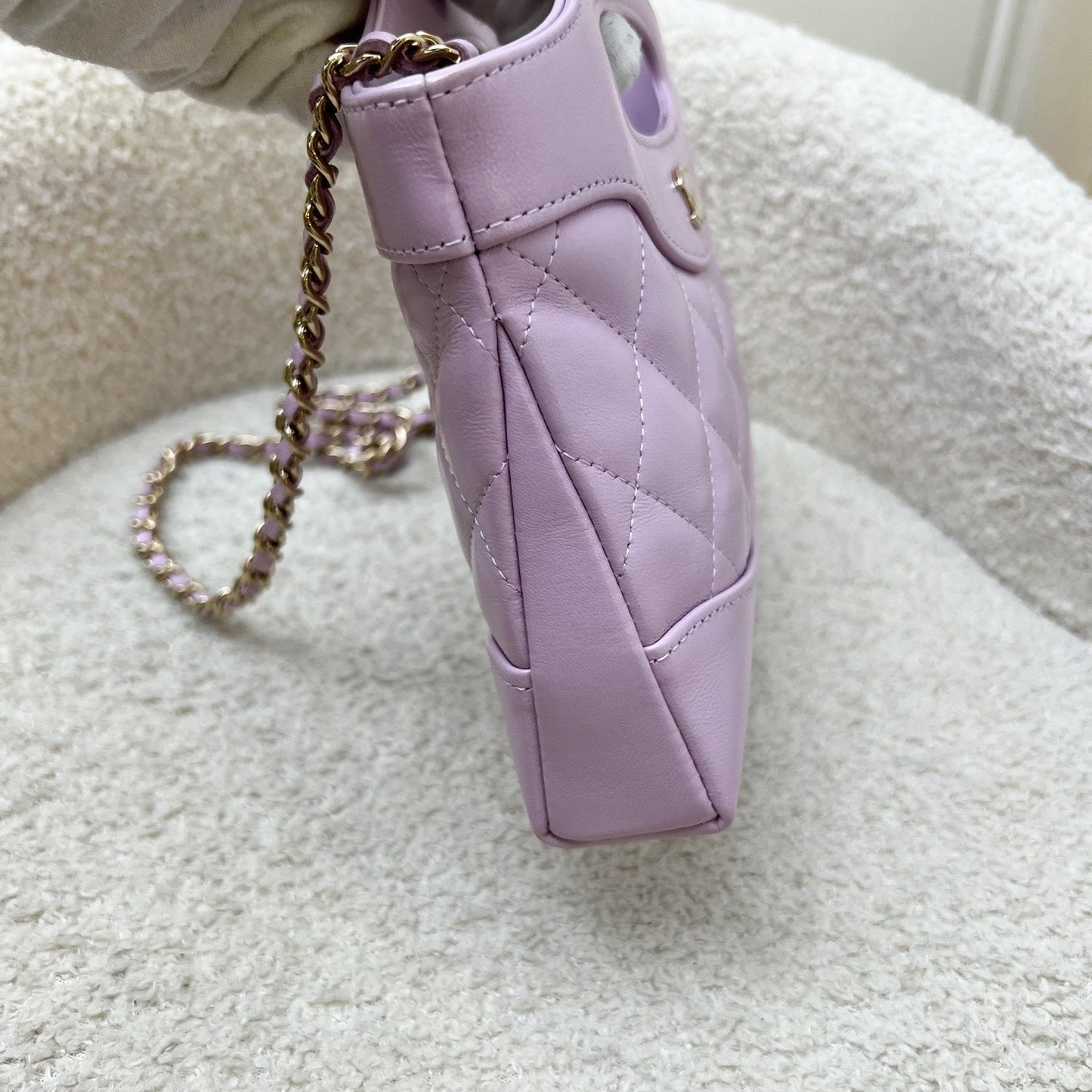 GLM-31 Nano Shopping Bag in Lilac Shiny Calfskin and LGHW (Model: AP3656)