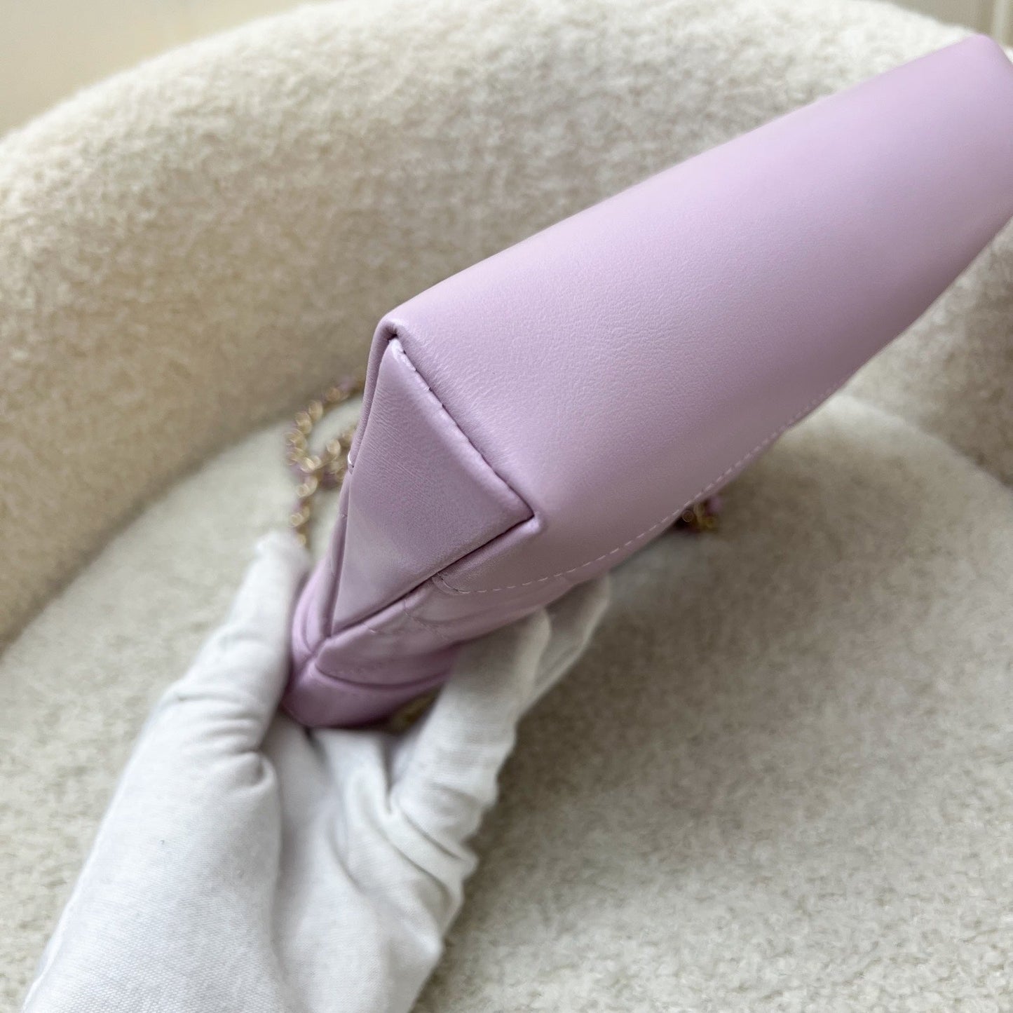 GLM-31 Nano Shopping Bag in Lilac Shiny Calfskin and LGHW (Model: AP3656)