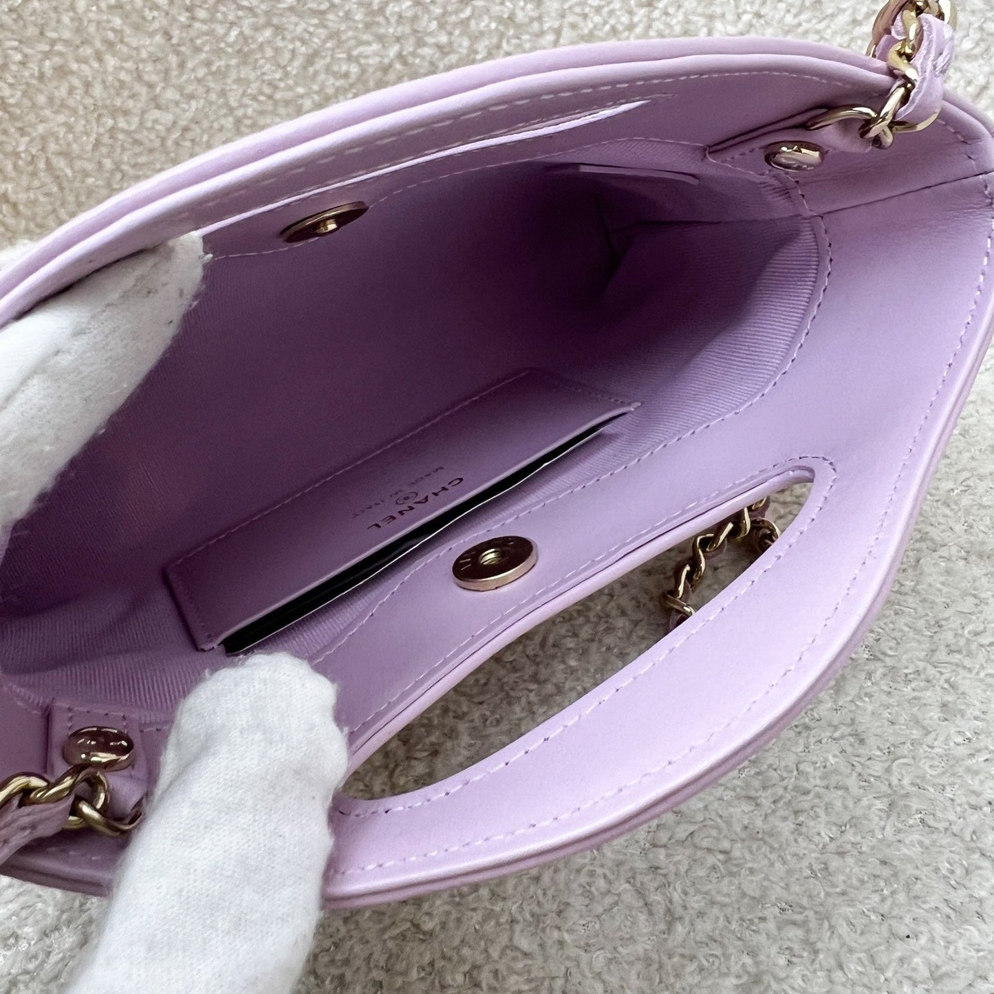 GLM-31 Nano Shopping Bag in Lilac Shiny Calfskin and LGHW (Model: AP3656)