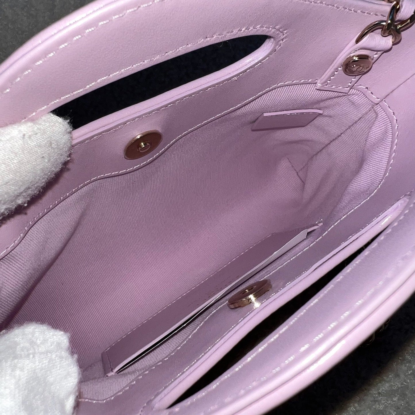 GLM-31 Nano Shopping Bag in Lilac Shiny Calfskin and LGHW (Model: AP3656)