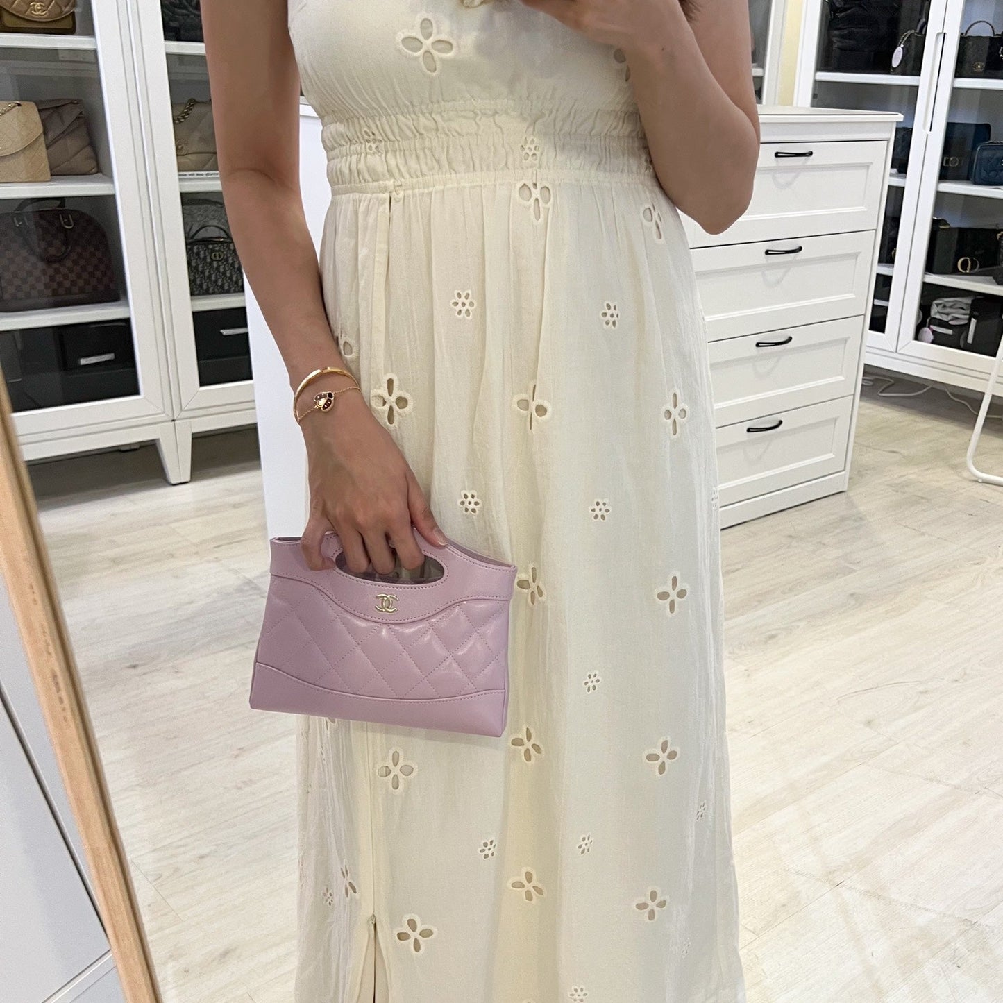 GLM-31 Nano Shopping Bag in Lilac Shiny Calfskin and LGHW (Model: AP3656)