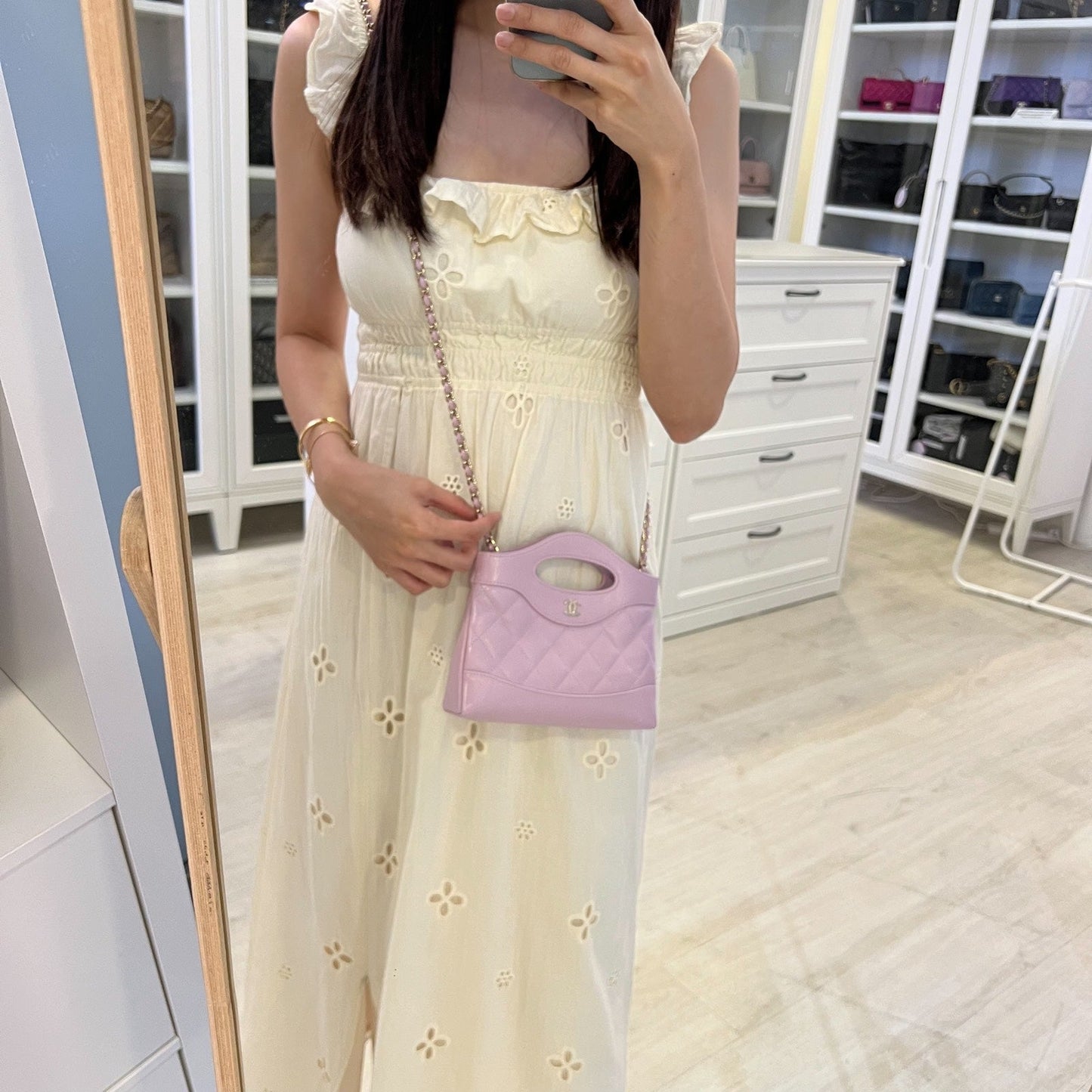 GLM-31 Nano Shopping Bag in Lilac Shiny Calfskin and LGHW (Model: AP3656)
