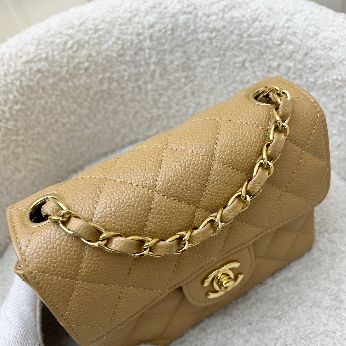 GLM- Square Mini in Dark Beige Caviar and 24K GHW