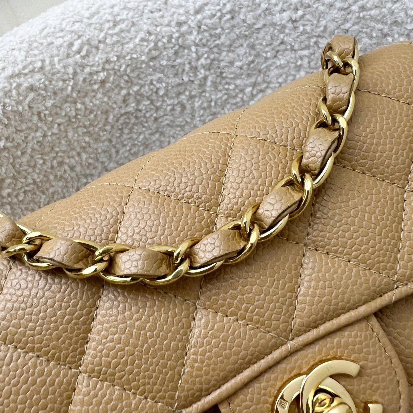 GLM- Square Mini in Dark Beige Caviar and 24K GHW