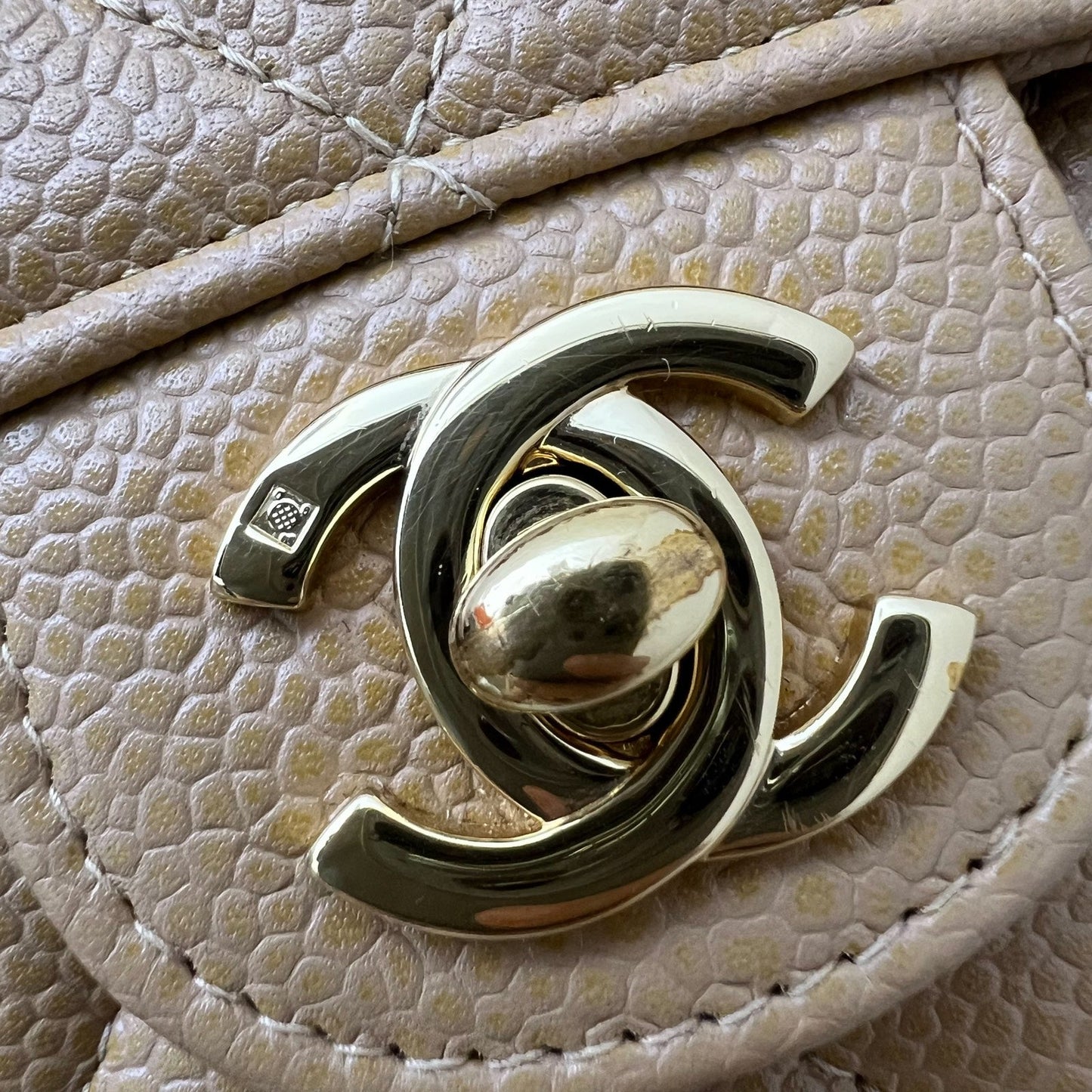GLM- Square Mini in Dark Beige Caviar and 24K GHW