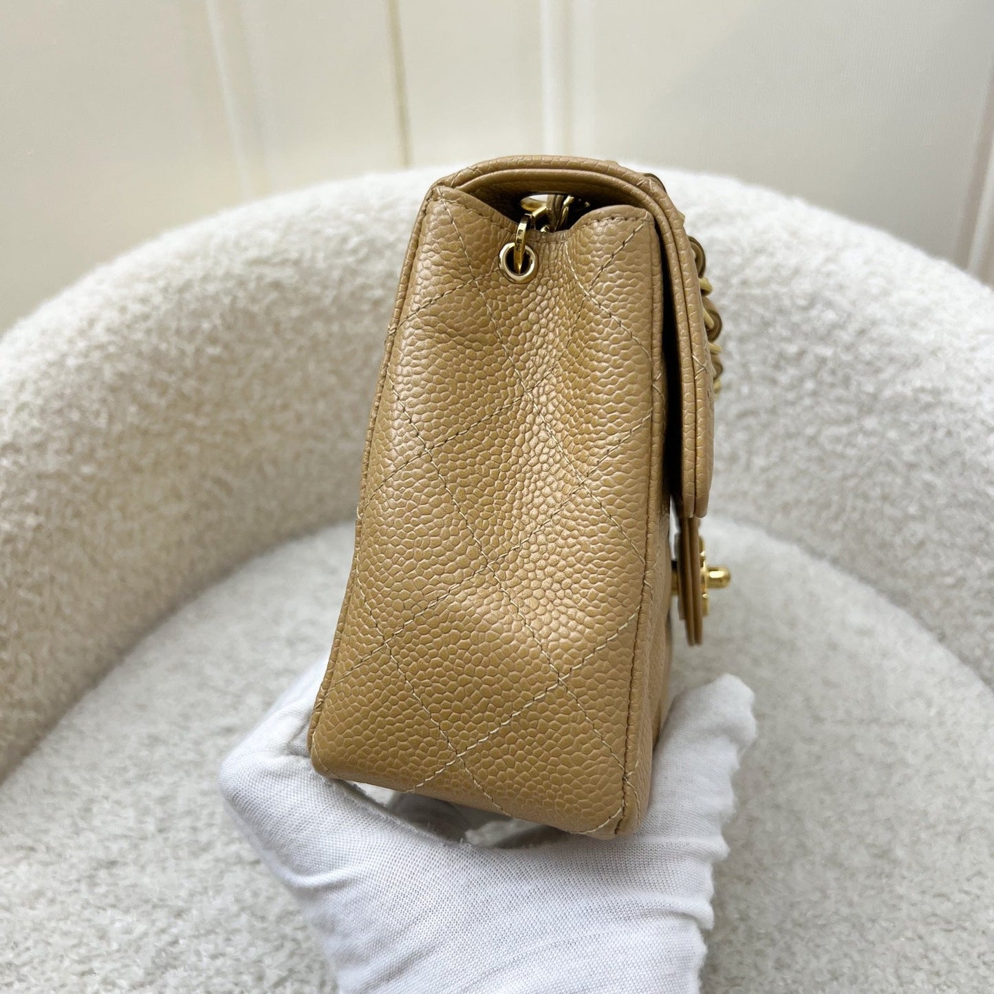 GLM- Square Mini in Dark Beige Caviar and 24K GHW
