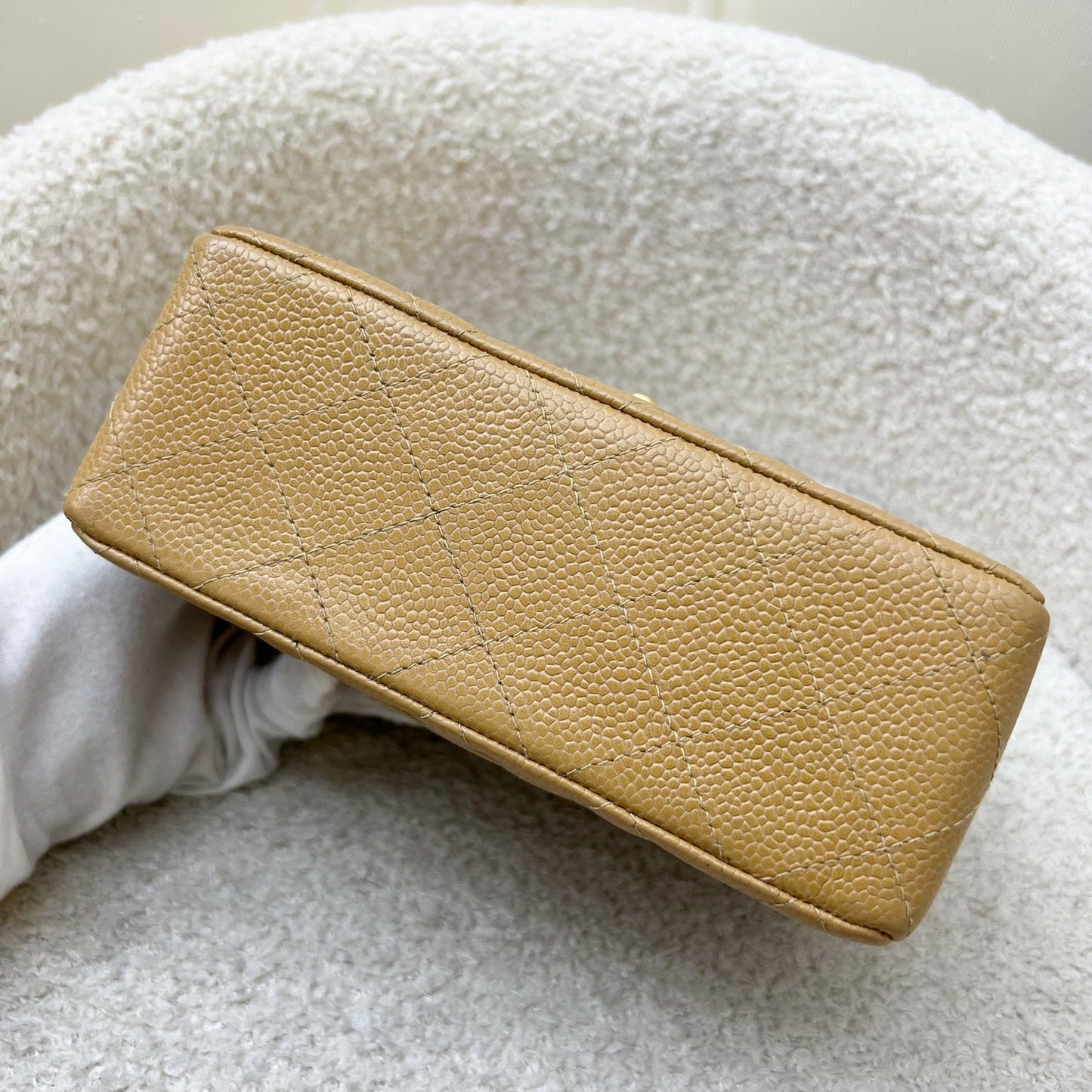 GLM- Square Mini in Dark Beige Caviar and 24K GHW