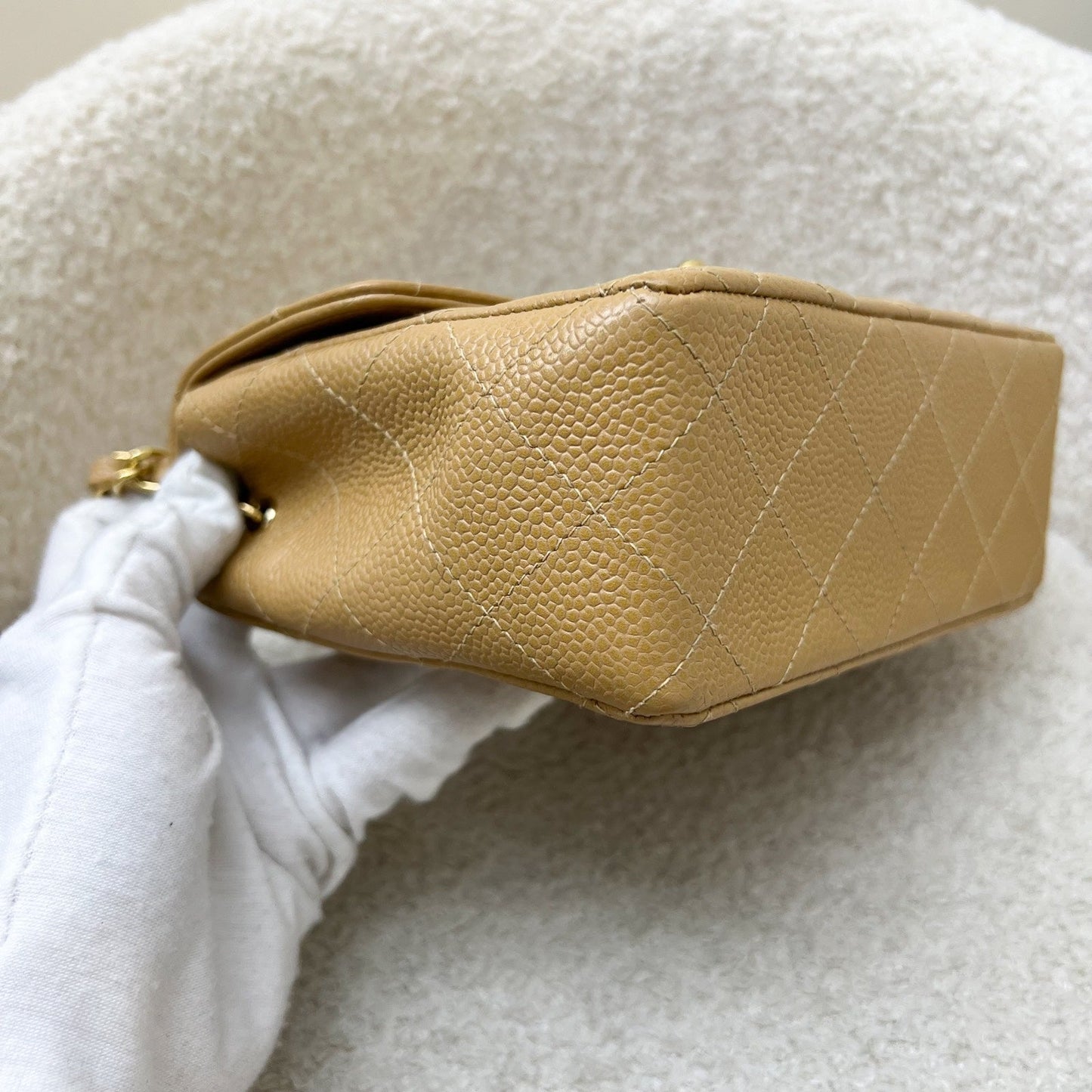 GLM- Square Mini in Dark Beige Caviar and 24K GHW