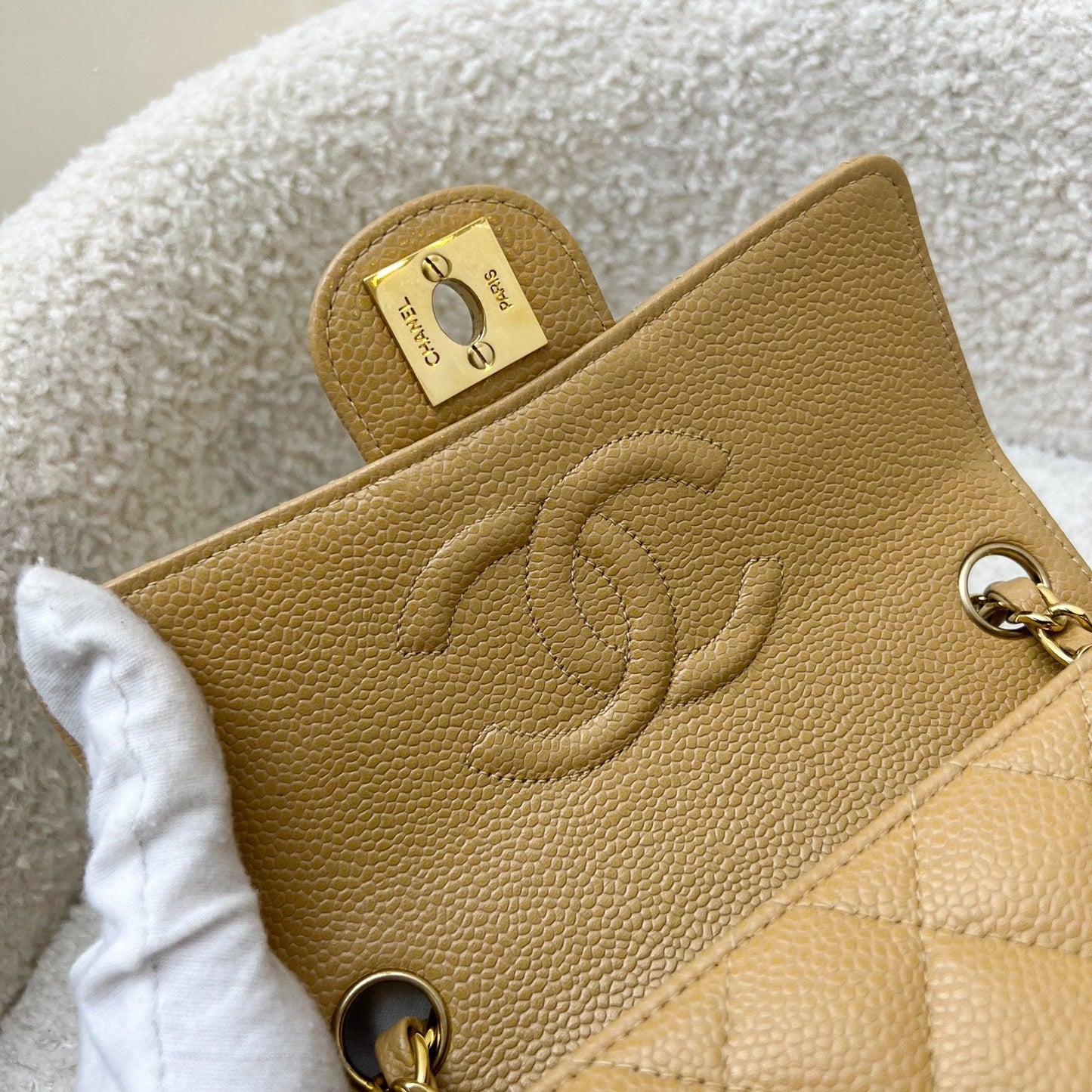 GLM- Square Mini in Dark Beige Caviar and 24K GHW
