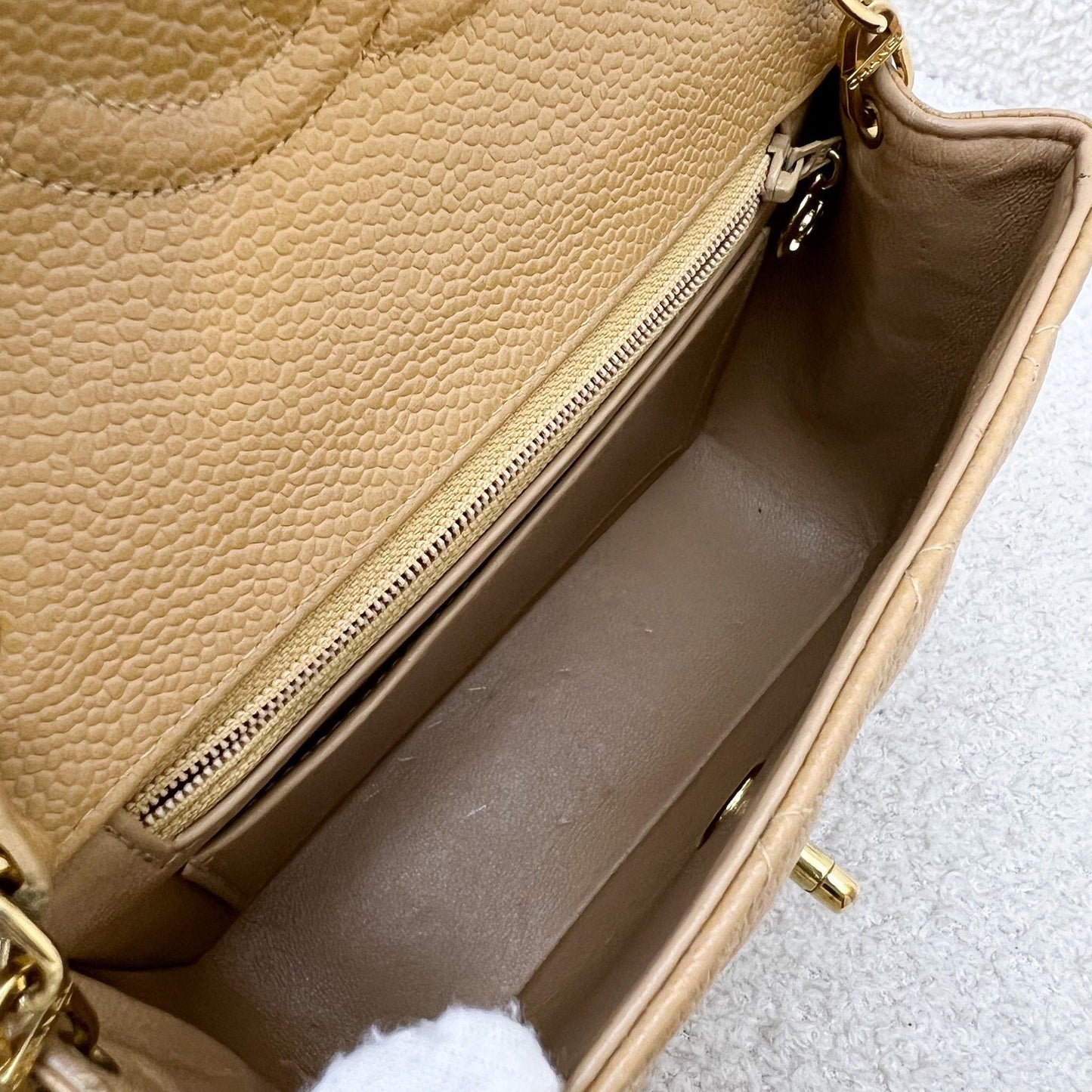 GLM- Square Mini in Dark Beige Caviar and 24K GHW