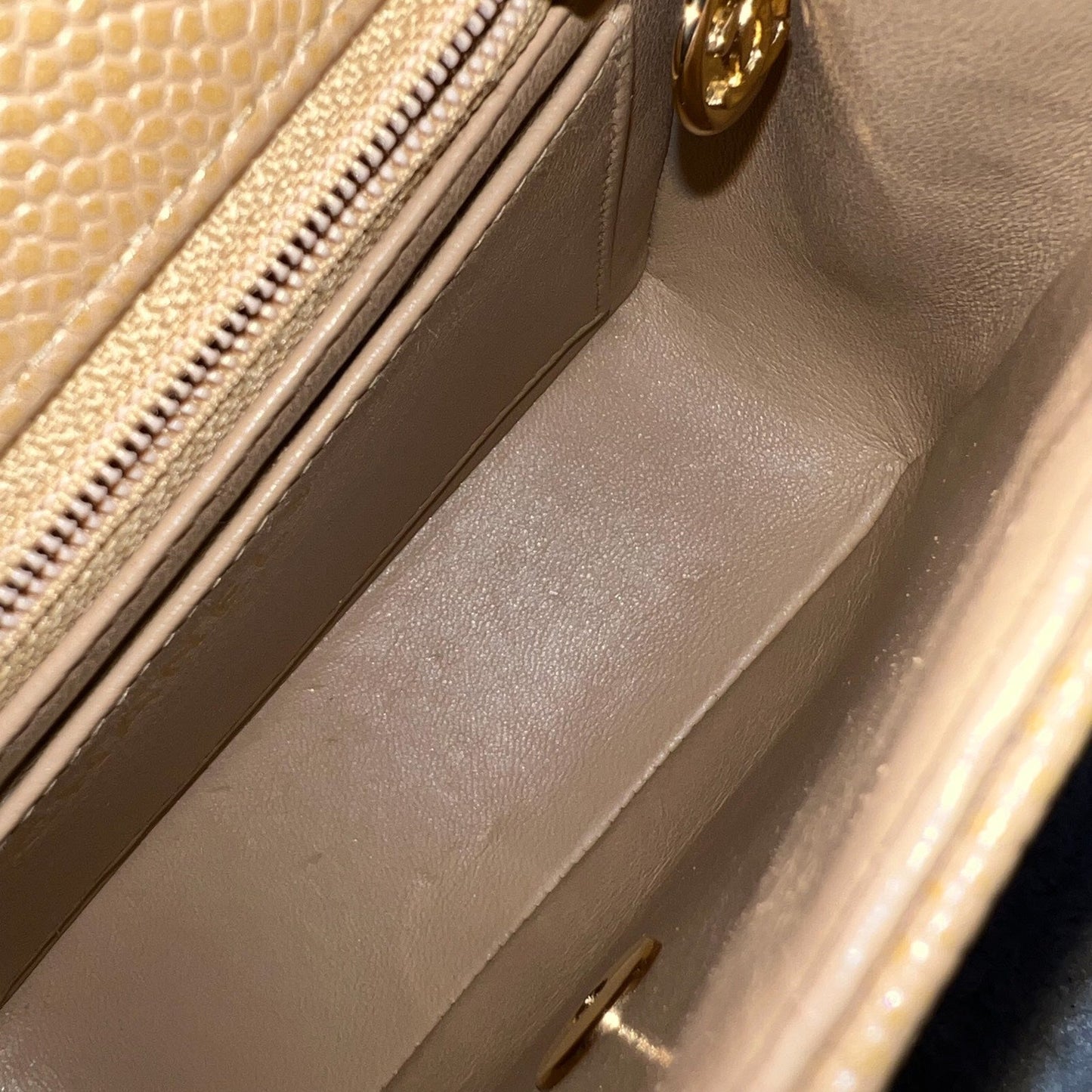 GLM- Square Mini in Dark Beige Caviar and 24K GHW