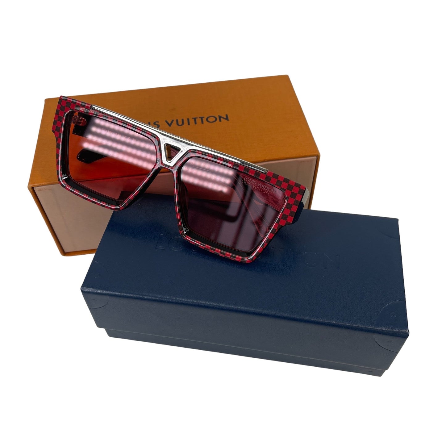 Men's 1.1 Evidence Damier Pop Sunglasses Red