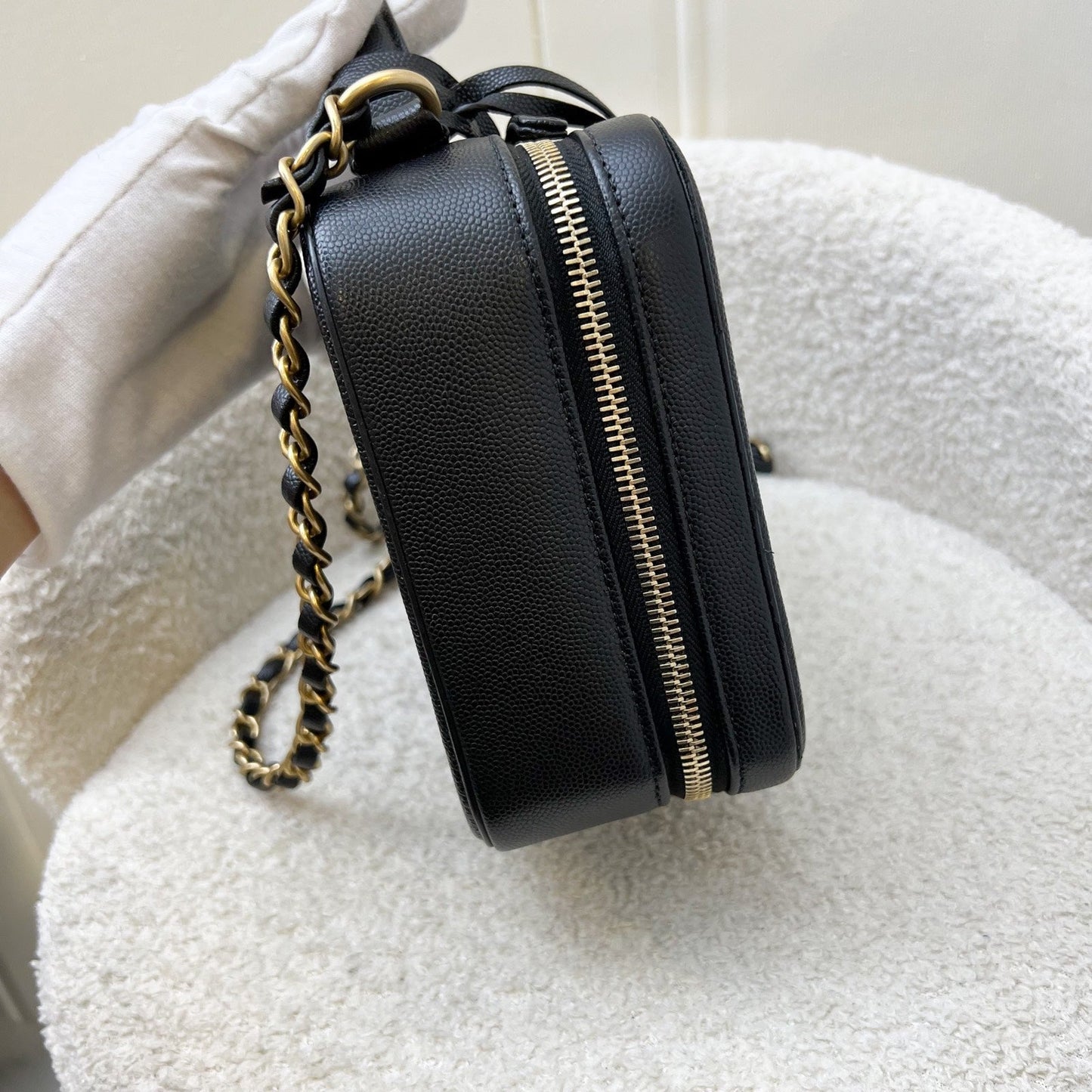 GLM-Medium Filigree Vanity Bag in Black Caviar, Black Trim and AGHW (Model: A93343)