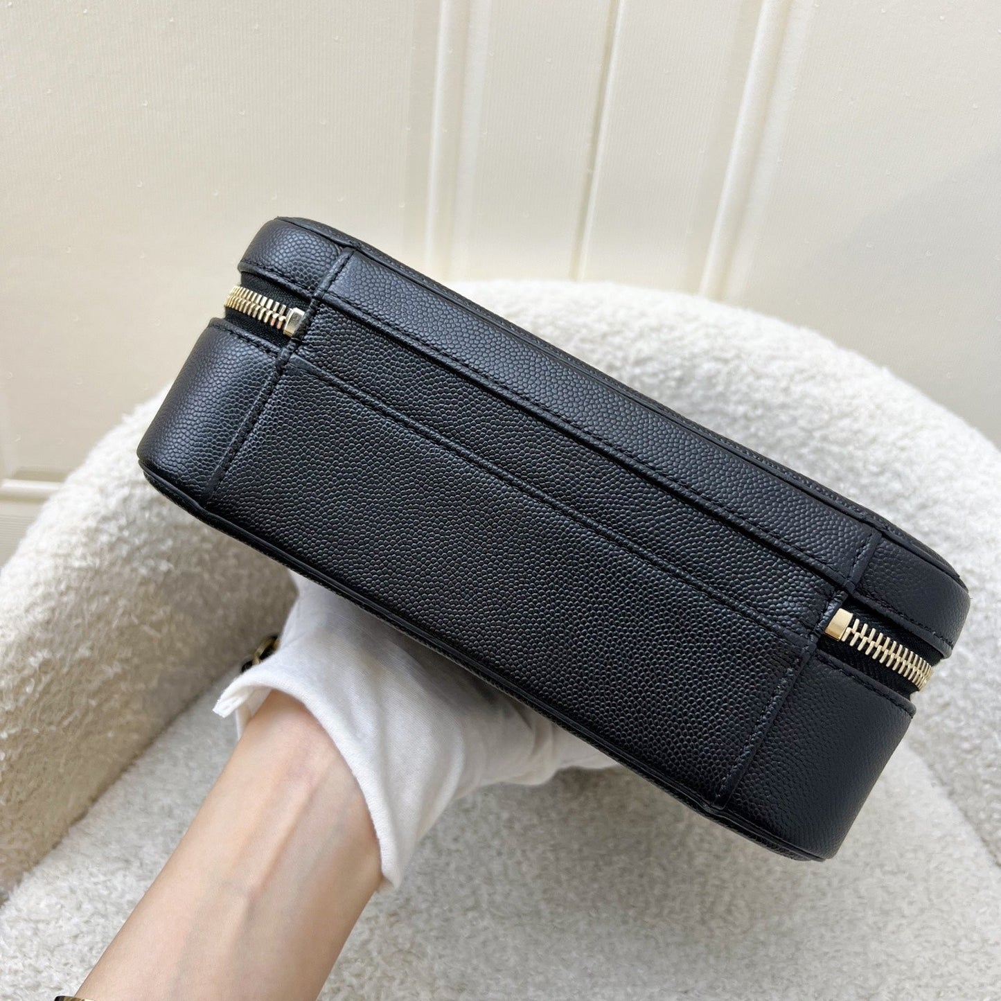 GLM-Medium Filigree Vanity Bag in Black Caviar, Black Trim and AGHW (Model: A93343)