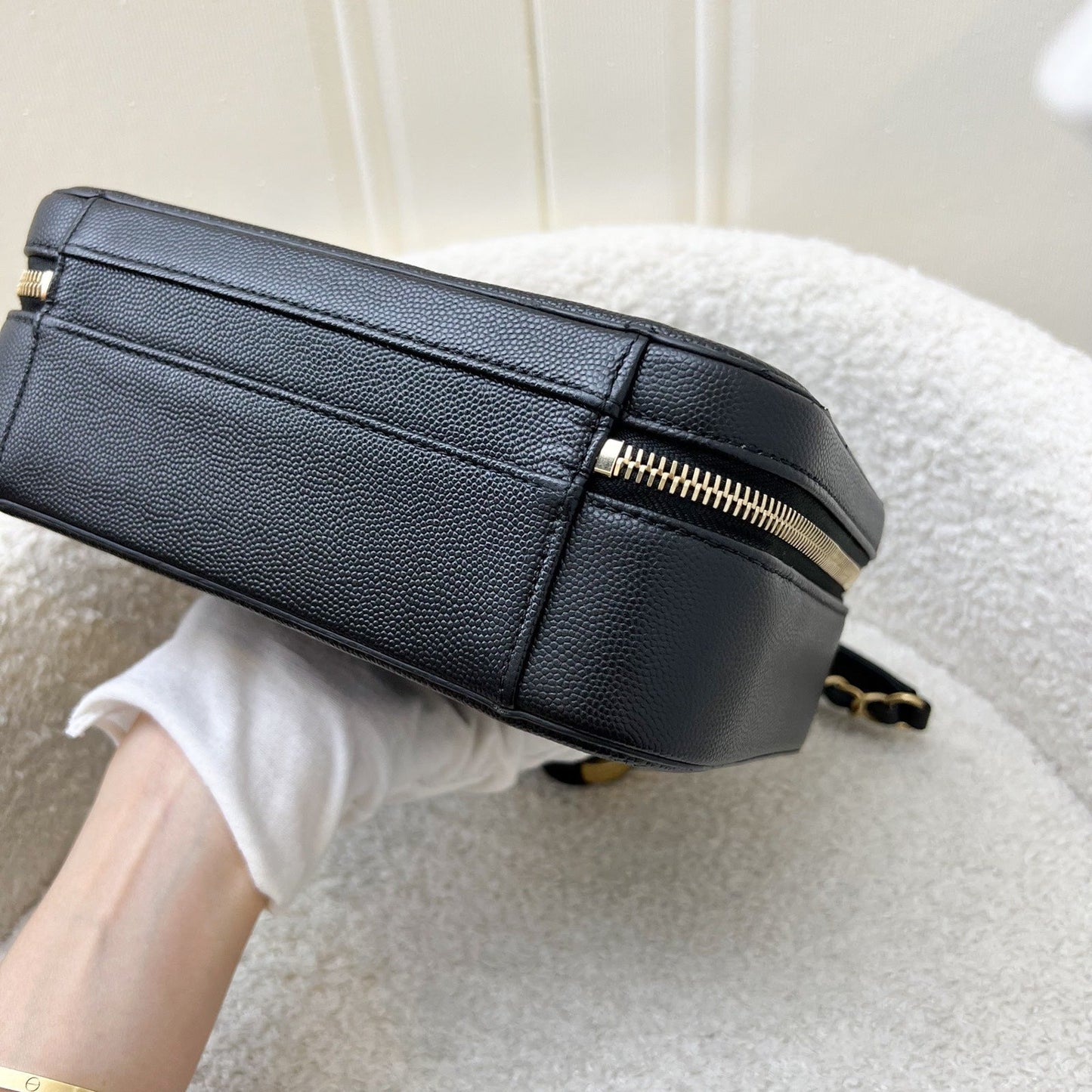 GLM-Medium Filigree Vanity Bag in Black Caviar, Black Trim and AGHW (Model: A93343)