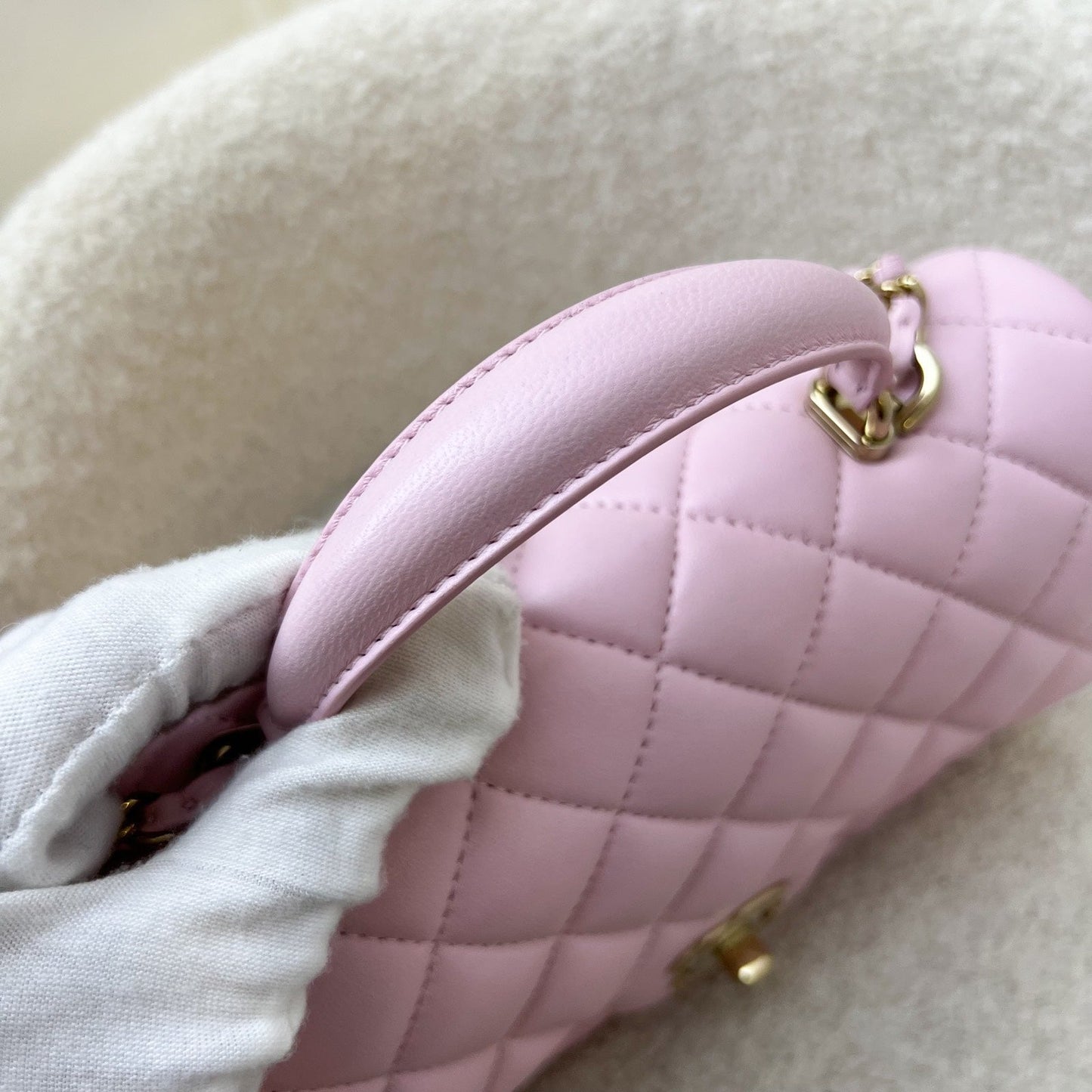 [Brand New] GLM-Top Handle Mini Rectangle Flap in 25S Light Pink Lambskin AGHW (Model: AS2431)