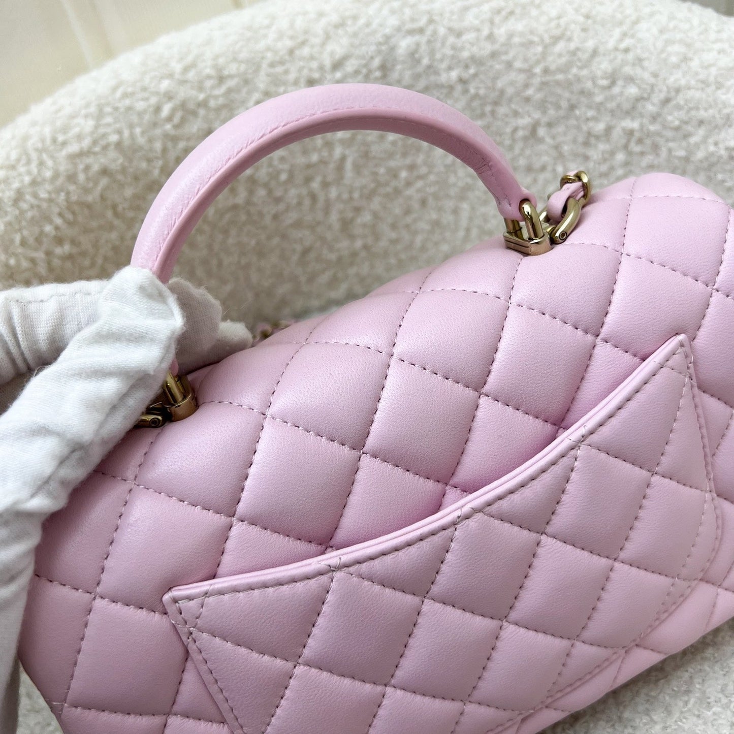 [Brand New] GLM-Top Handle Mini Rectangle Flap in 25S Light Pink Lambskin AGHW (Model: AS2431)