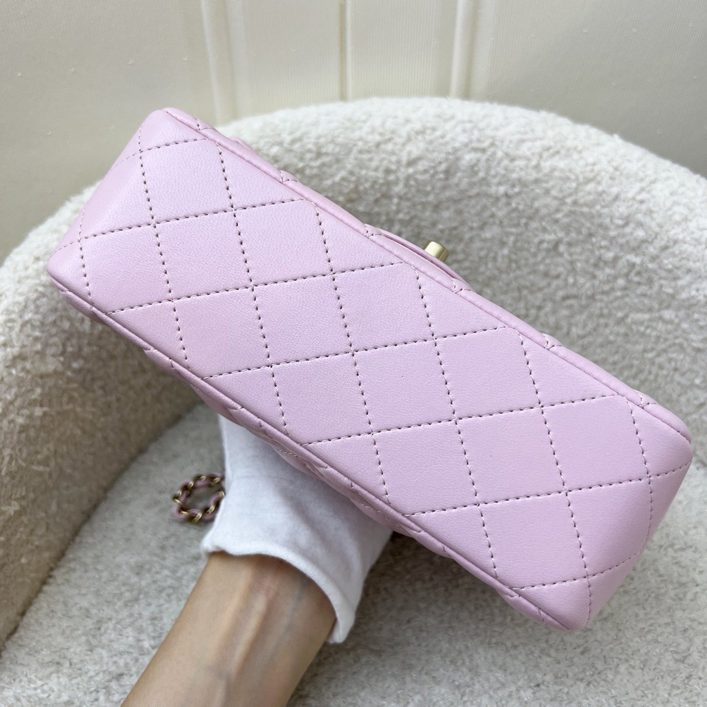 [Brand New] GLM-Top Handle Mini Rectangle Flap in 25S Light Pink Lambskin AGHW (Model: AS2431)
