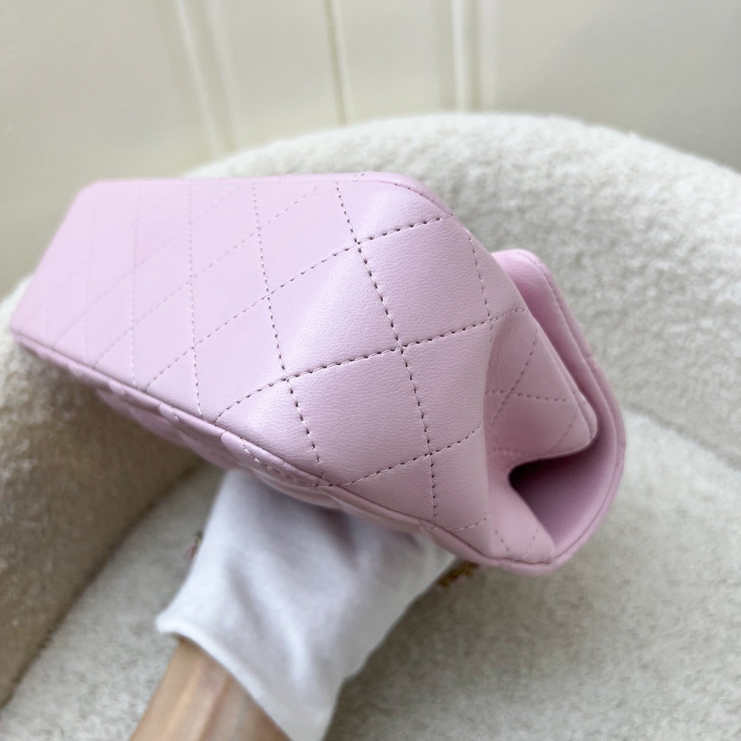 [Brand New] GLM-Top Handle Mini Rectangle Flap in 25S Light Pink Lambskin AGHW (Model: AS2431)