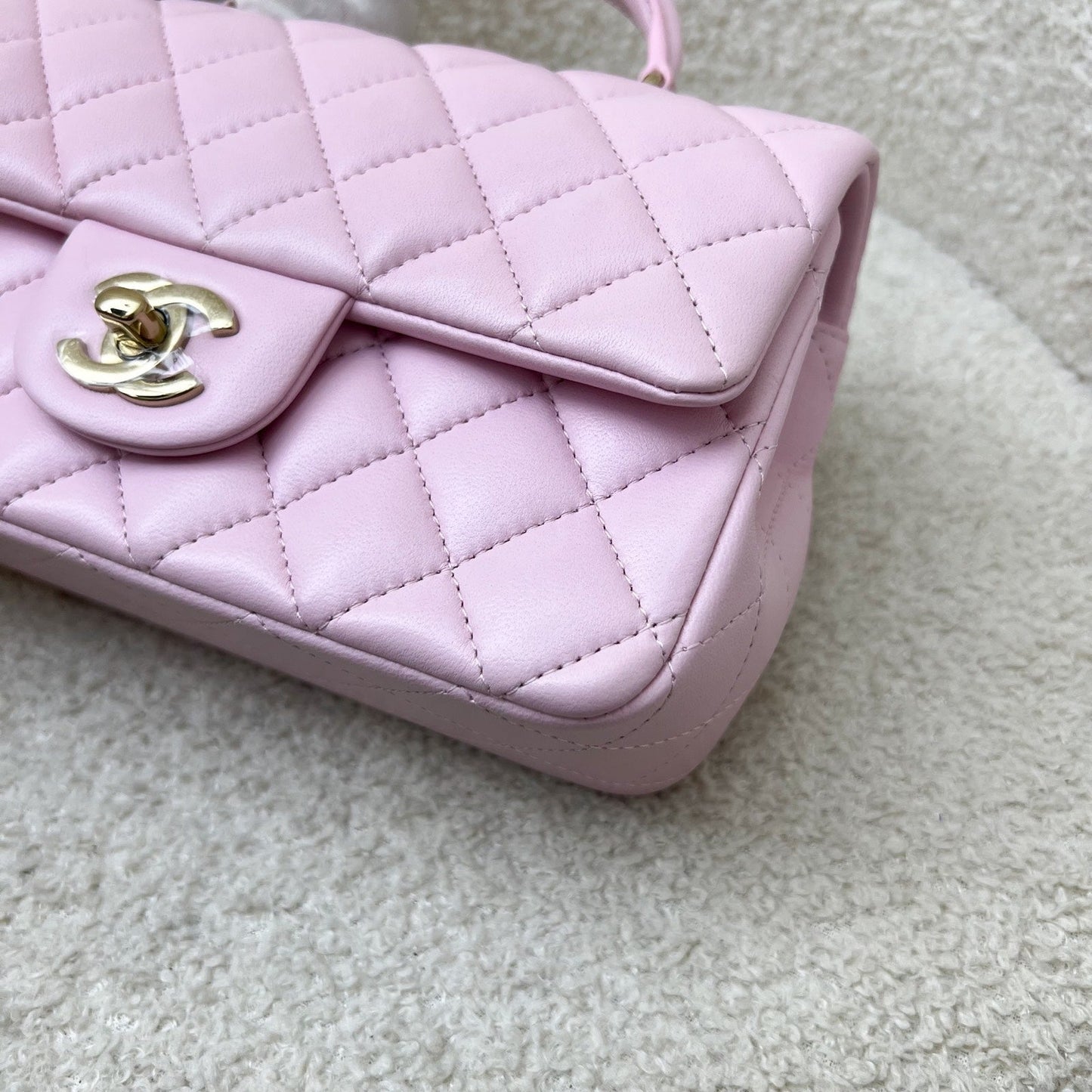 [Brand New] GLM-Top Handle Mini Rectangle Flap in 25S Light Pink Lambskin AGHW (Model: AS2431)