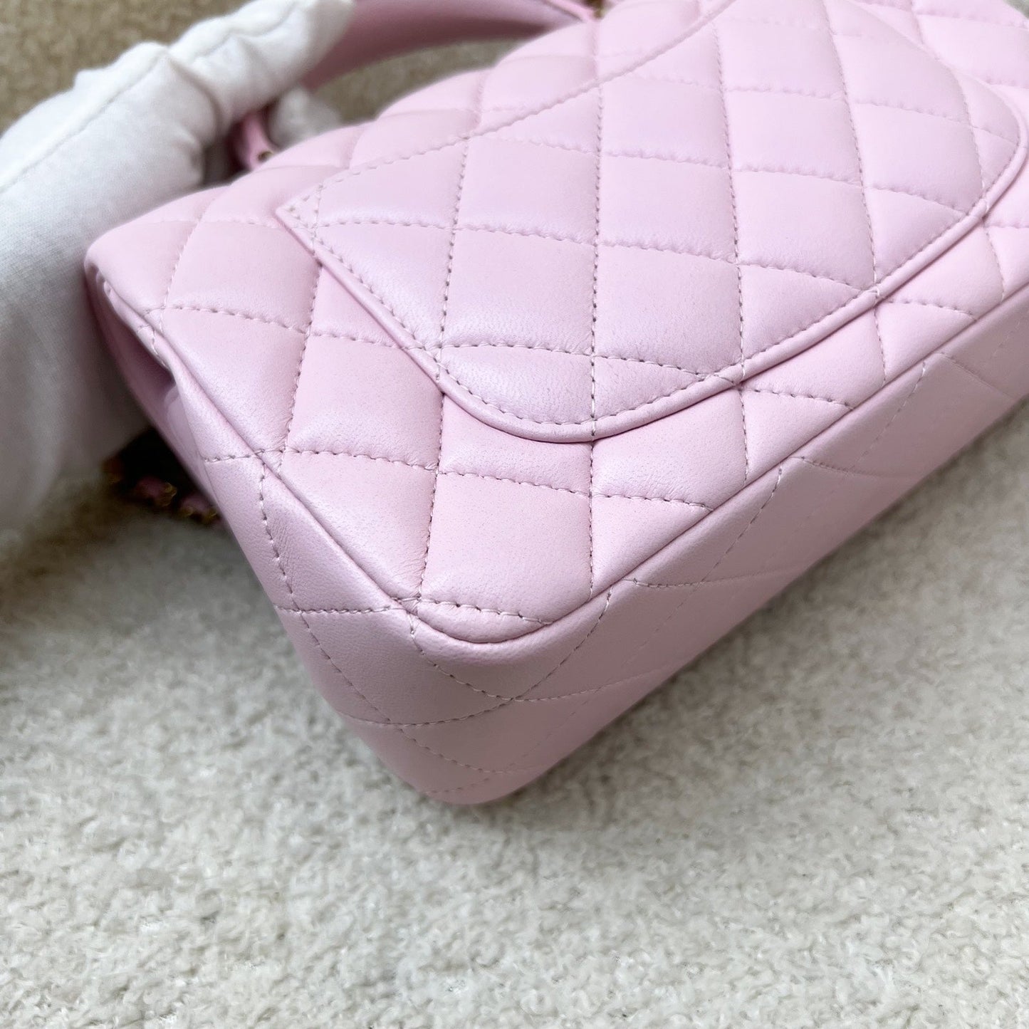 [Brand New] GLM-Top Handle Mini Rectangle Flap in 25S Light Pink Lambskin AGHW (Model: AS2431)