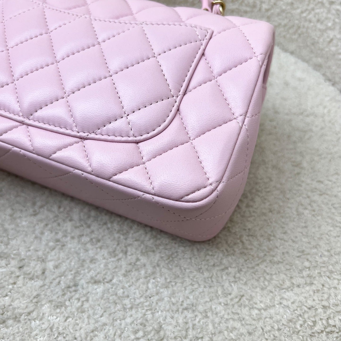 [Brand New] GLM-Top Handle Mini Rectangle Flap in 25S Light Pink Lambskin AGHW (Model: AS2431)