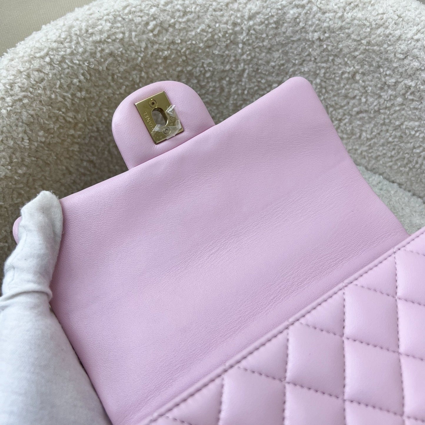 [Brand New] GLM-Top Handle Mini Rectangle Flap in 25S Light Pink Lambskin AGHW (Model: AS2431)