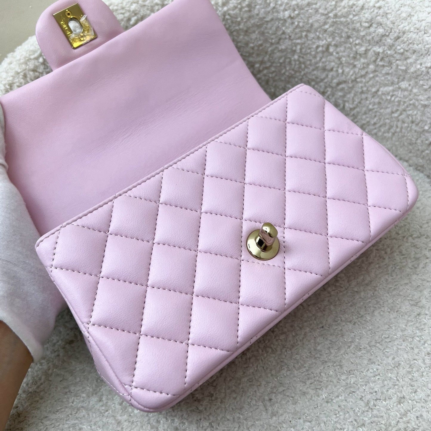 [Brand New] GLM-Top Handle Mini Rectangle Flap in 25S Light Pink Lambskin AGHW (Model: AS2431)