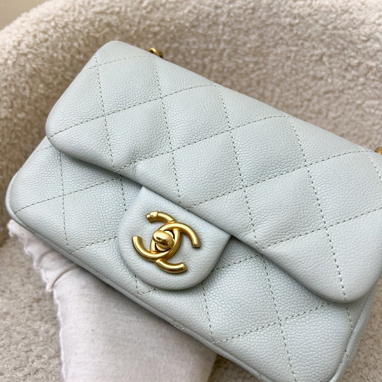 GLM-24P Heart Adjustable Chain Small / Mini 19cm Flap Bag in Bluish Grey Caviar and AGHW