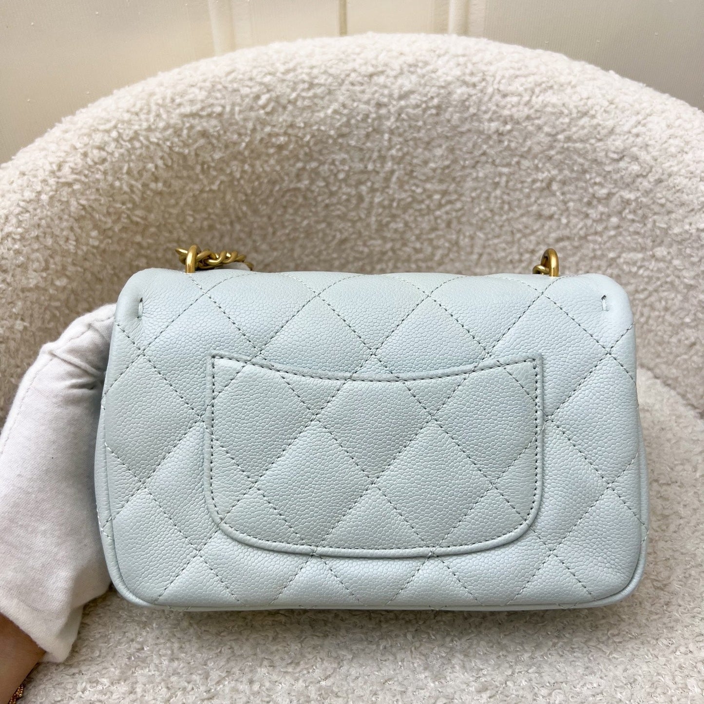 GLM-24P Heart Adjustable Chain Small / Mini 19cm Flap Bag in Bluish Grey Caviar and AGHW